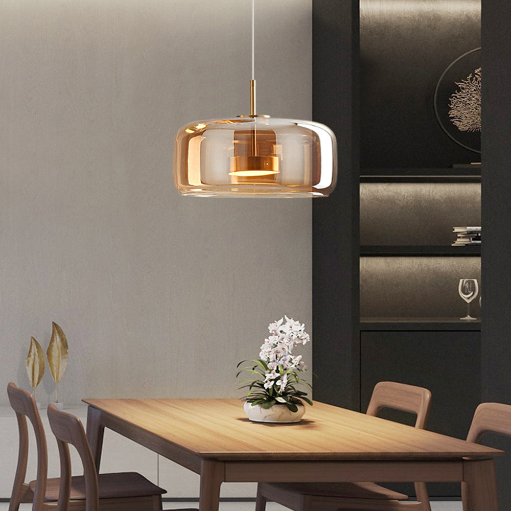 Retro Hanglamp Glas en Metaal Goudkleur LED Verlichting Slaapkamer Woonkamer Eetkamer Vintage Stijl Design | Sansoti