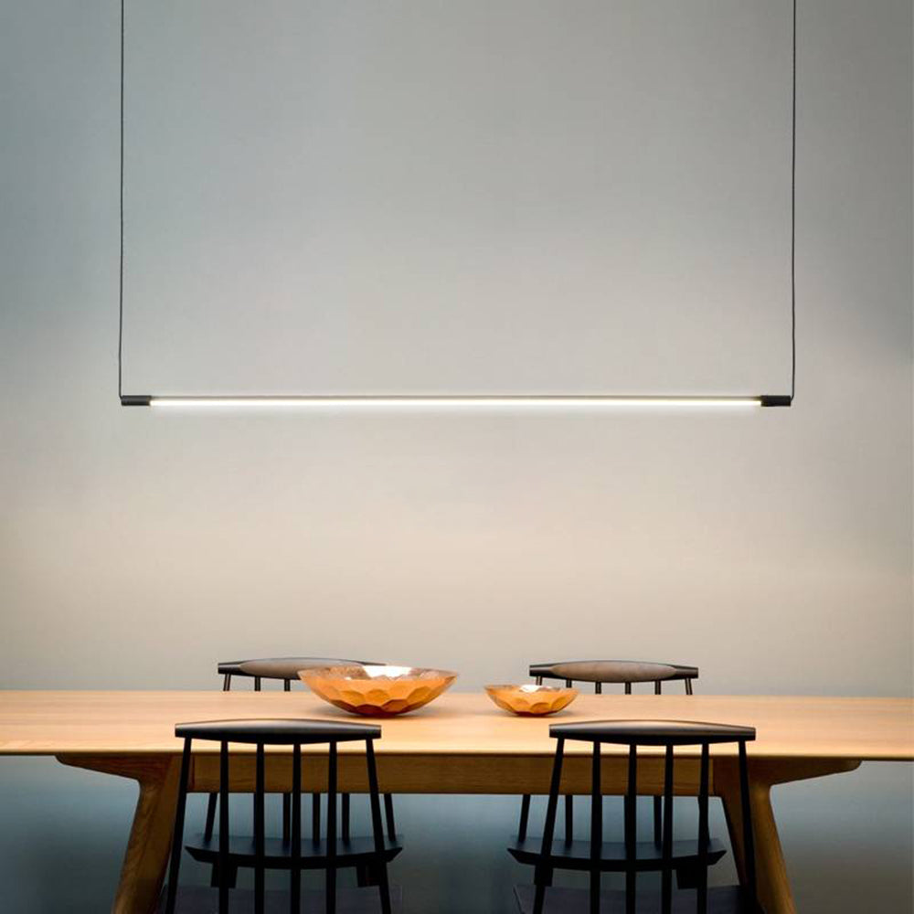 Linear Pendant Light Black Metal LED Dimmable Acrylic Dining Table Living Room Bedroom Ceiling Light | Sansoti