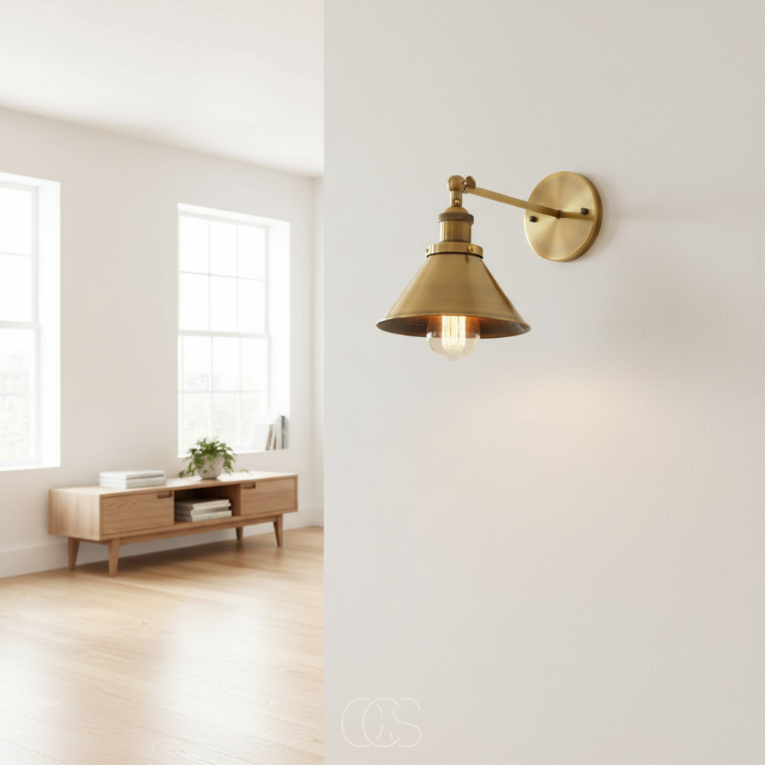Wandlamp Verstelbaar Messing Vintage Metaal E27 Leeslamp Slaapkamer Woonkamer Hal Warm Licht Industrieel | Sansoti