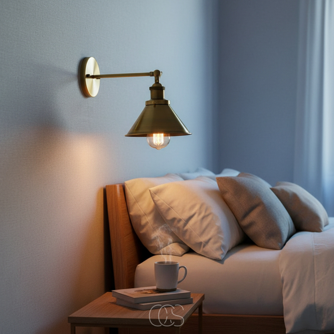 Wandlamp Verstelbaar Messing Vintage Metaal E27 Leeslamp Slaapkamer Woonkamer Hal Warm Licht Industrieel | Sansoti