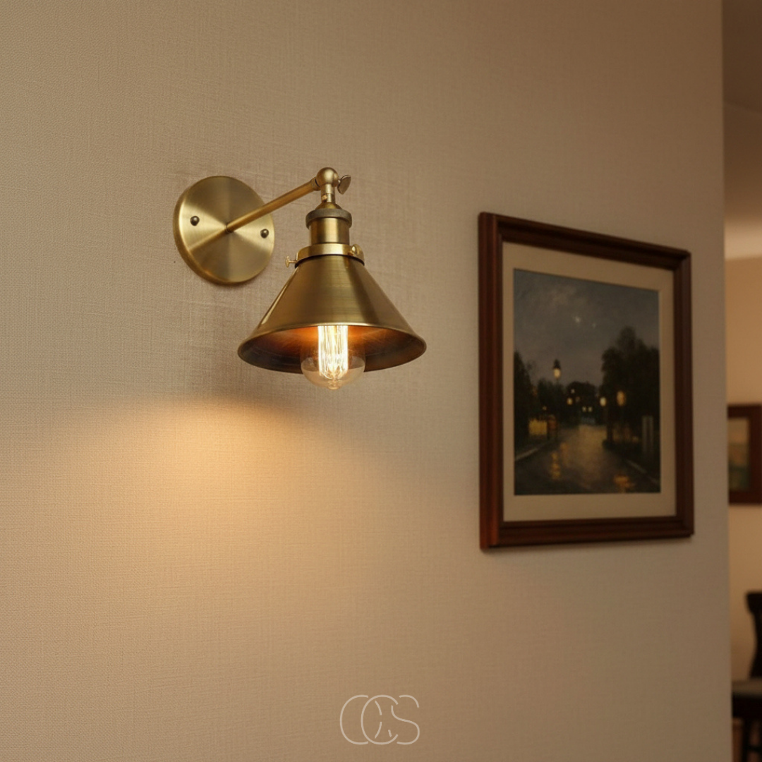Wandlamp Verstelbaar Messing Vintage Metaal E27 Leeslamp Slaapkamer Woonkamer Hal Warm Licht Industrieel | Sansoti