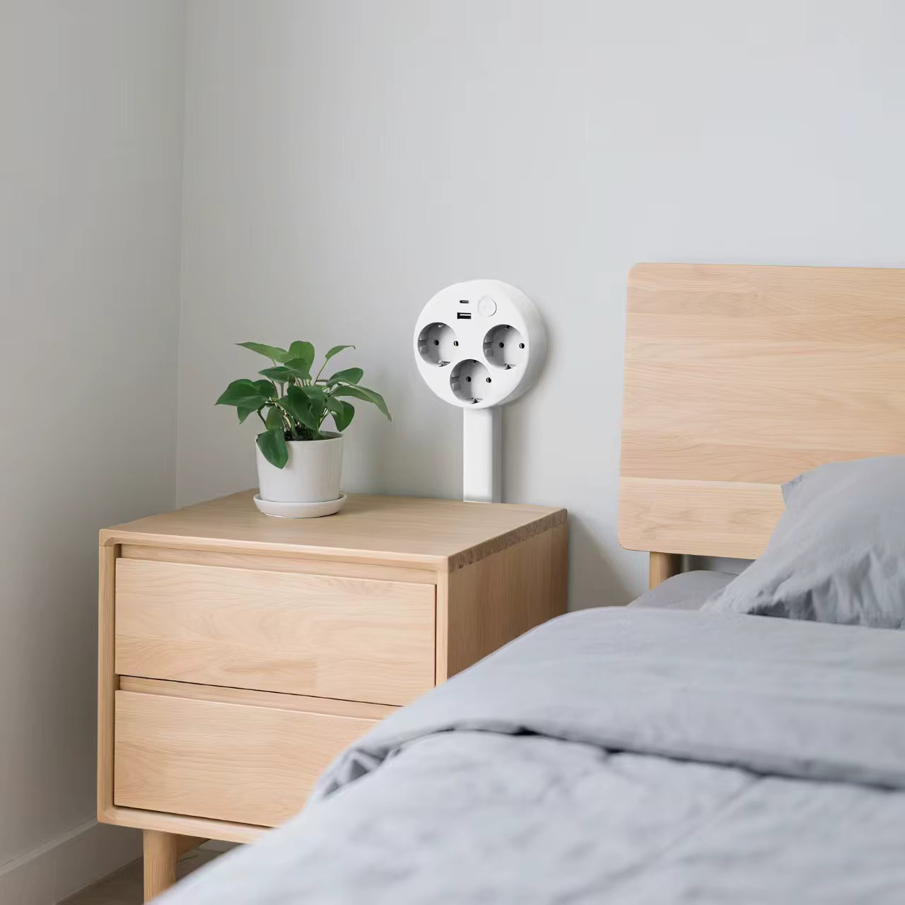 Ausziehbare Steckdose mit USB Drehbarer Kopf 3 EU 47-67cm Weiß | Restfield