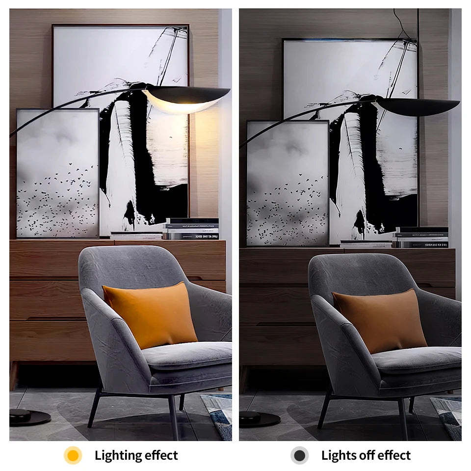 Bogenstehlampe Blattförmig Schwarz 3-Farben Dimmbar Acryl | Restfield