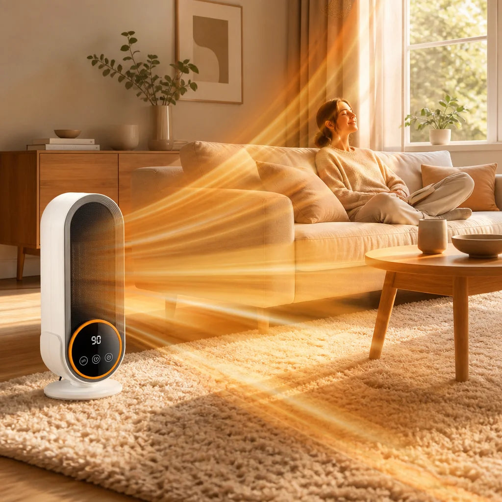 Portable Ceramic Heater Touch Control Tip-Over Protection Energy-Efficient Heating Quiet Operation | Sansoti