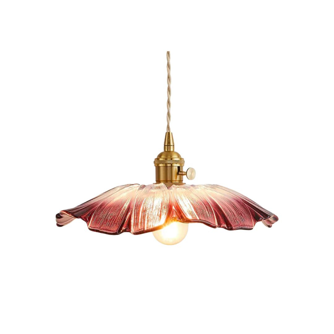Cullivan Flower Hanglamp Glas Metaal Rood E27 Eettafel Verlichting Vintage Bloem Lamp Hal Sfeerverlichting | Sansoti