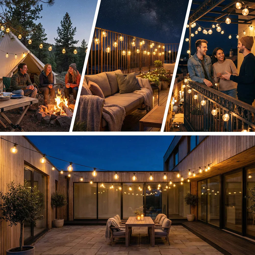 Dimmable LED Globe String Lights G40 for Patio and Garden Waterproof IP44 with Remote Control Ambient Lighting | Sansoti