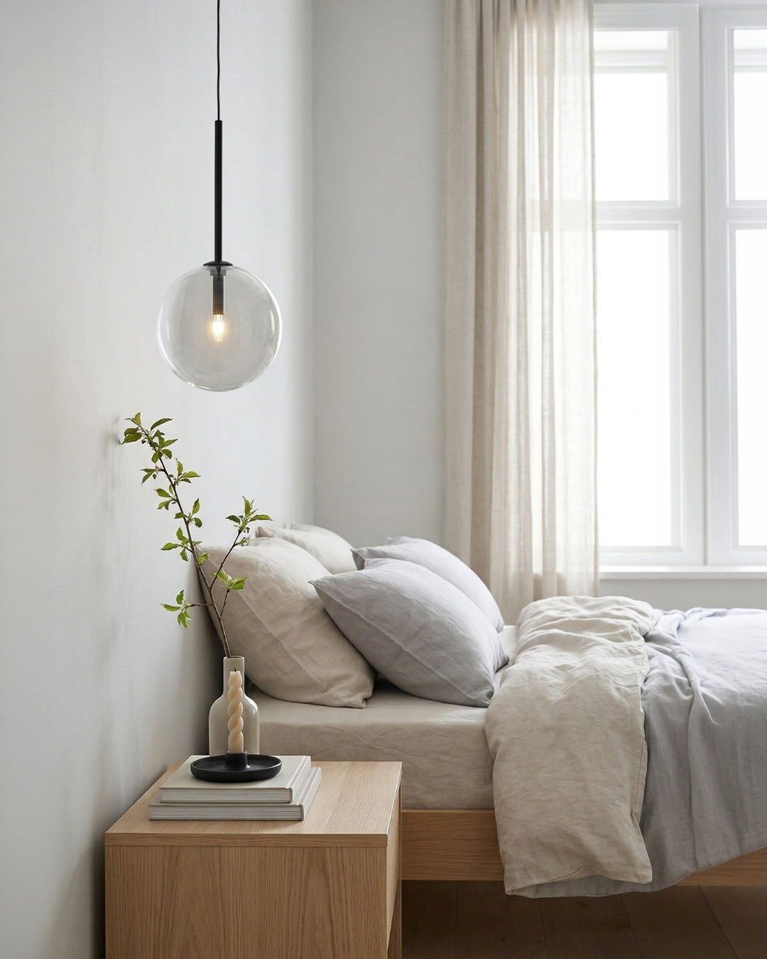 Glazen Hanglamp Bol Messing Chroom Zwart Modern Design Warm Wit 3000K 15cm 20cm 25cm Plafondverlichting Eetkamer | Sansoti
