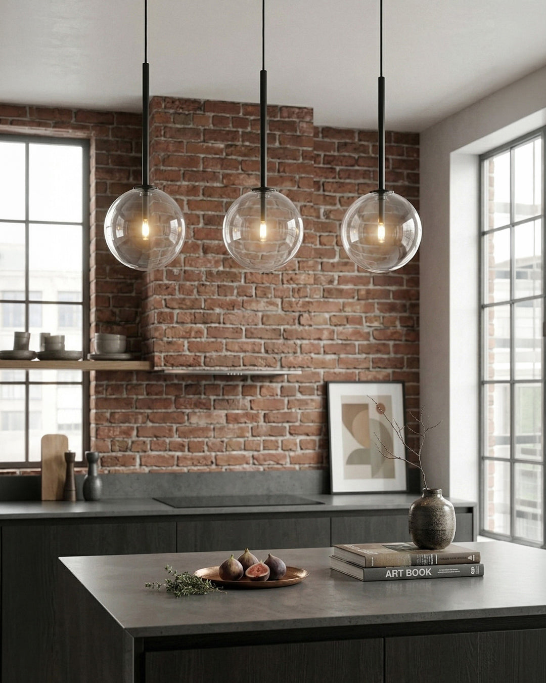 Glazen Hanglamp Bol Messing Chroom Zwart Modern Design Warm Wit 3000K 15cm 20cm 25cm Plafondverlichting Eetkamer | Sansoti