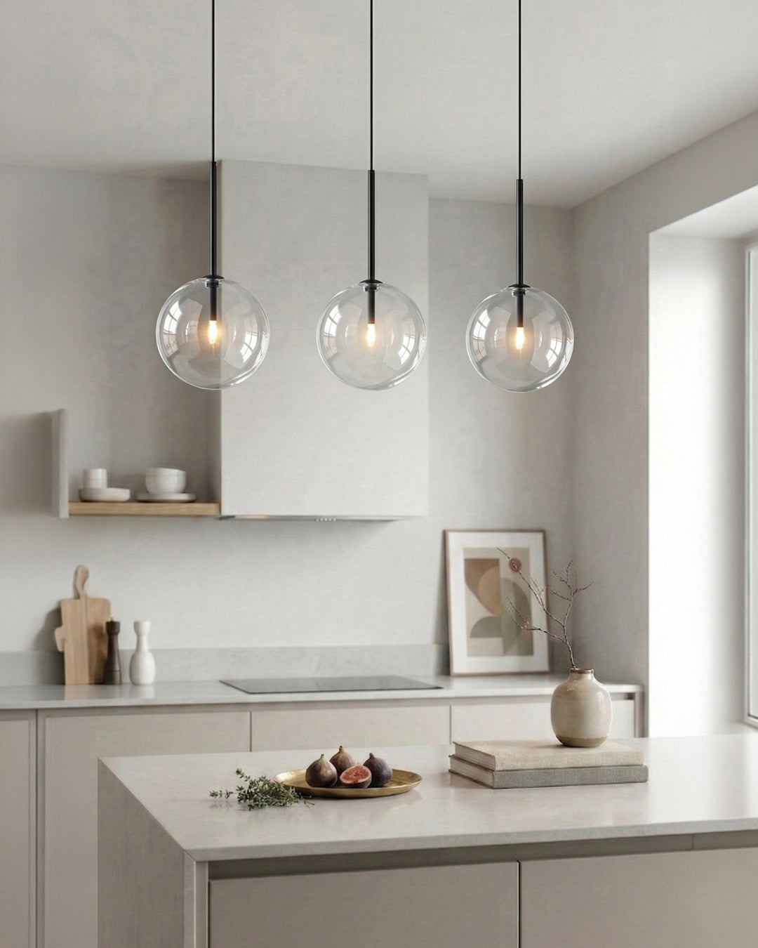 Glazen Hanglamp Bol Messing Chroom Zwart Modern Design Warm Wit 3000K 15cm 20cm 25cm Plafondverlichting Eetkamer | Sansoti