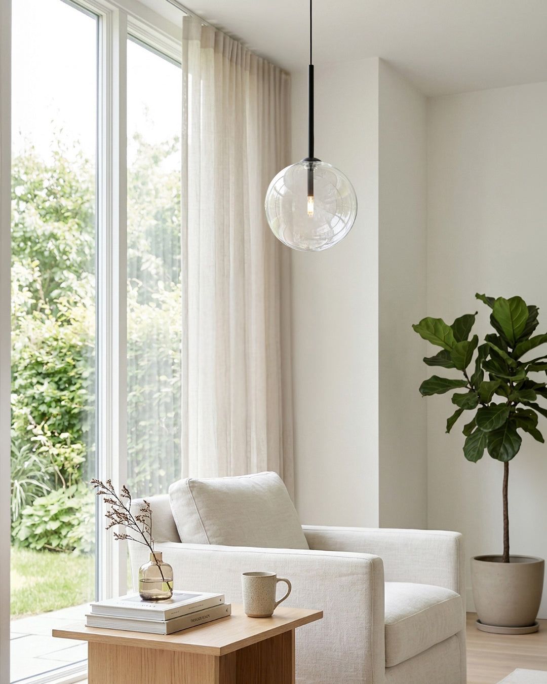 Glazen Hanglamp Bol Messing Chroom Zwart Modern Design Warm Wit 3000K 15cm 20cm 25cm Plafondverlichting Eetkamer | Sansoti