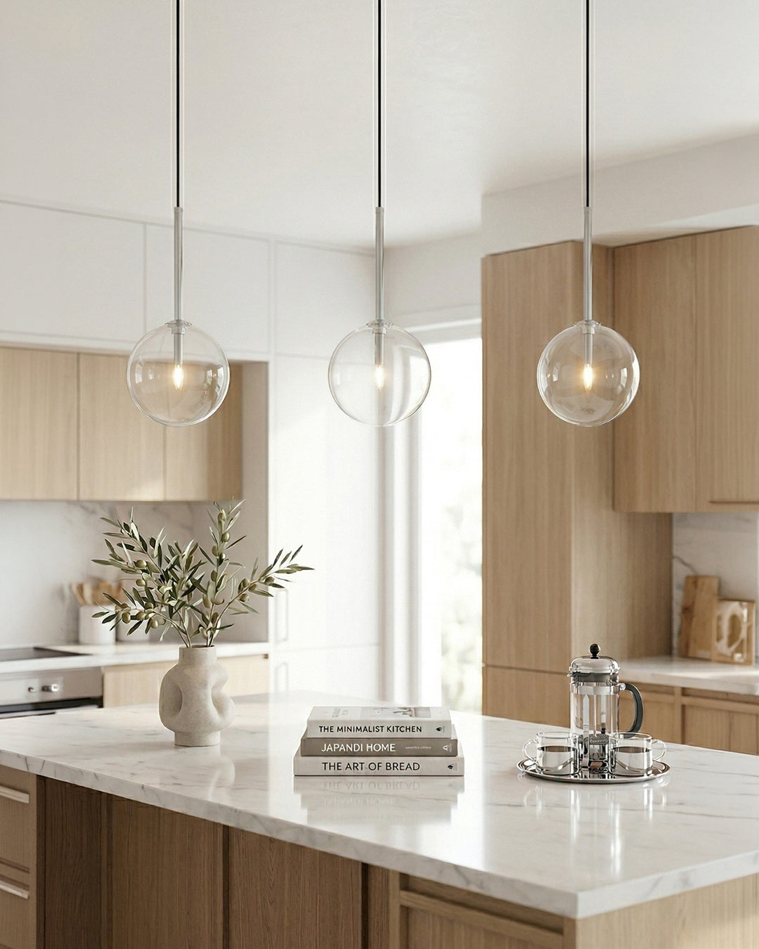 Glazen Hanglamp Bol Messing Chroom Zwart Modern Design Warm Wit 3000K 15cm 20cm 25cm Plafondverlichting Eetkamer | Sansoti