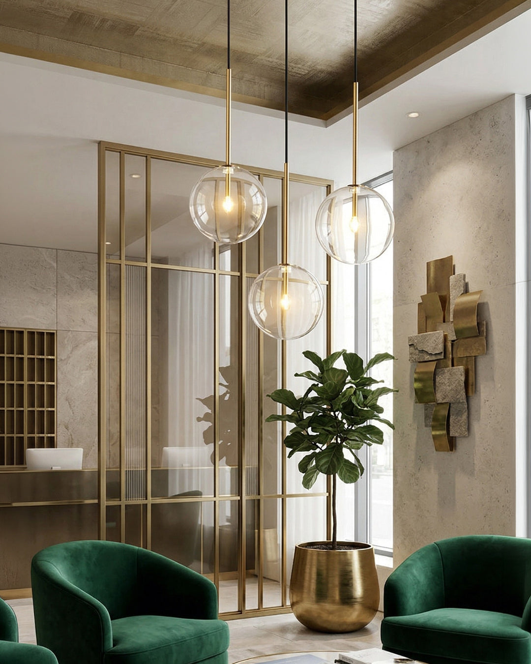 Glazen Hanglamp Bol Messing Chroom Zwart Modern Design Warm Wit 3000K 15cm 20cm 25cm Plafondverlichting Eetkamer | Sansoti