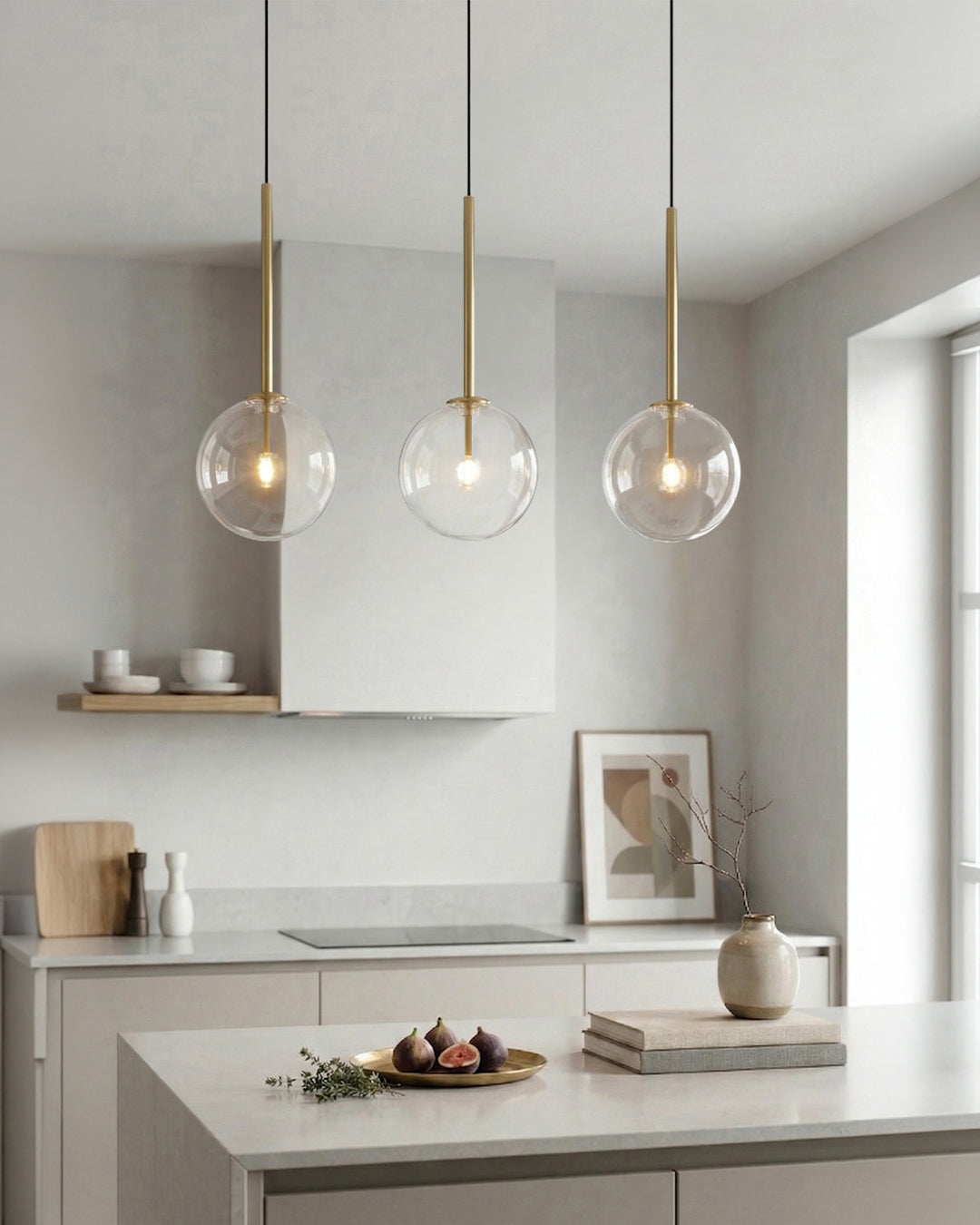 Glazen Hanglamp Bol Messing Chroom Zwart Modern Design Warm Wit 3000K 15cm 20cm 25cm Plafondverlichting Eetkamer | Sansoti
