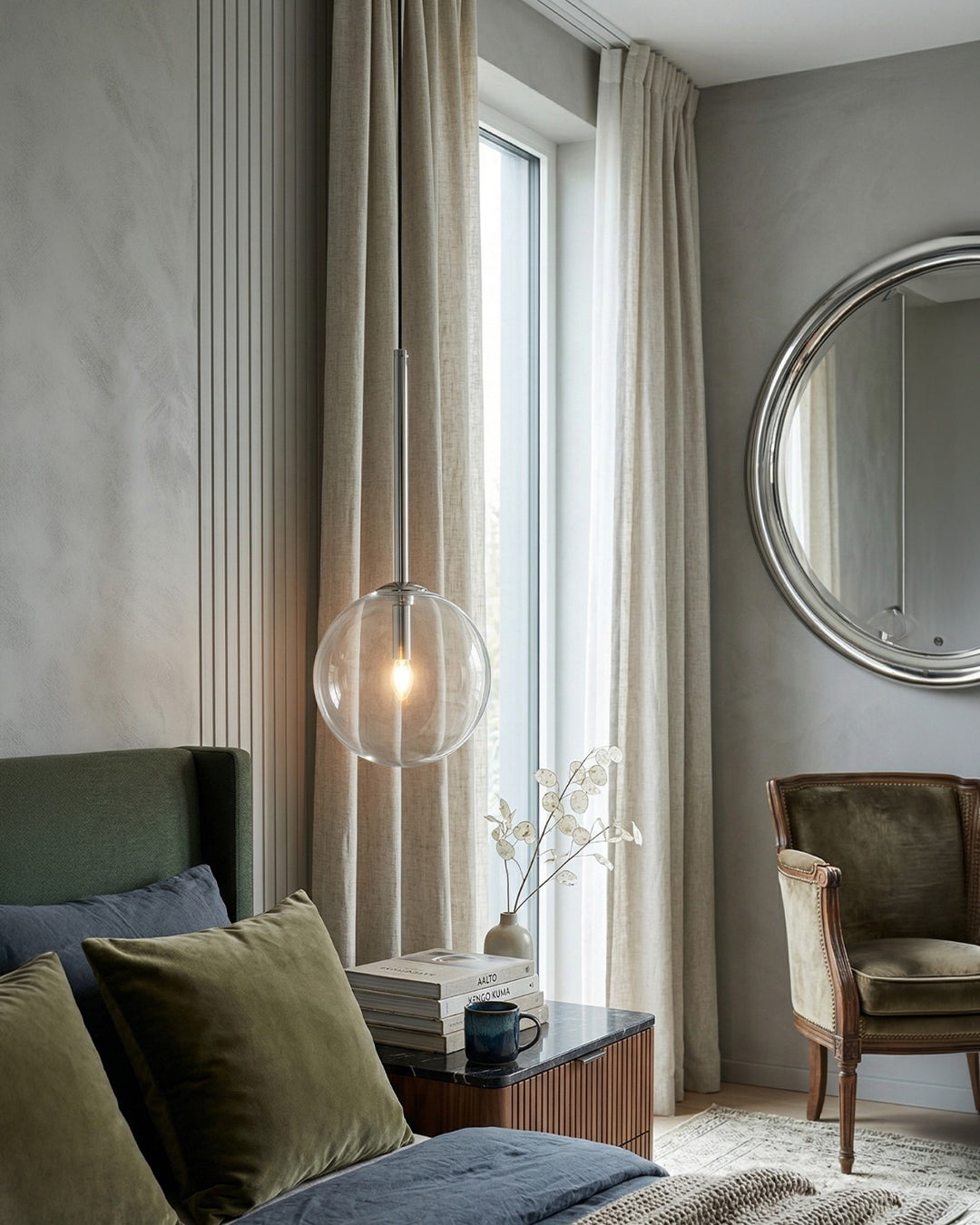 Glazen Hanglamp Bol Messing Chroom Zwart Modern Design Warm Wit 3000K 15cm 20cm 25cm Plafondverlichting Eetkamer | Sansoti