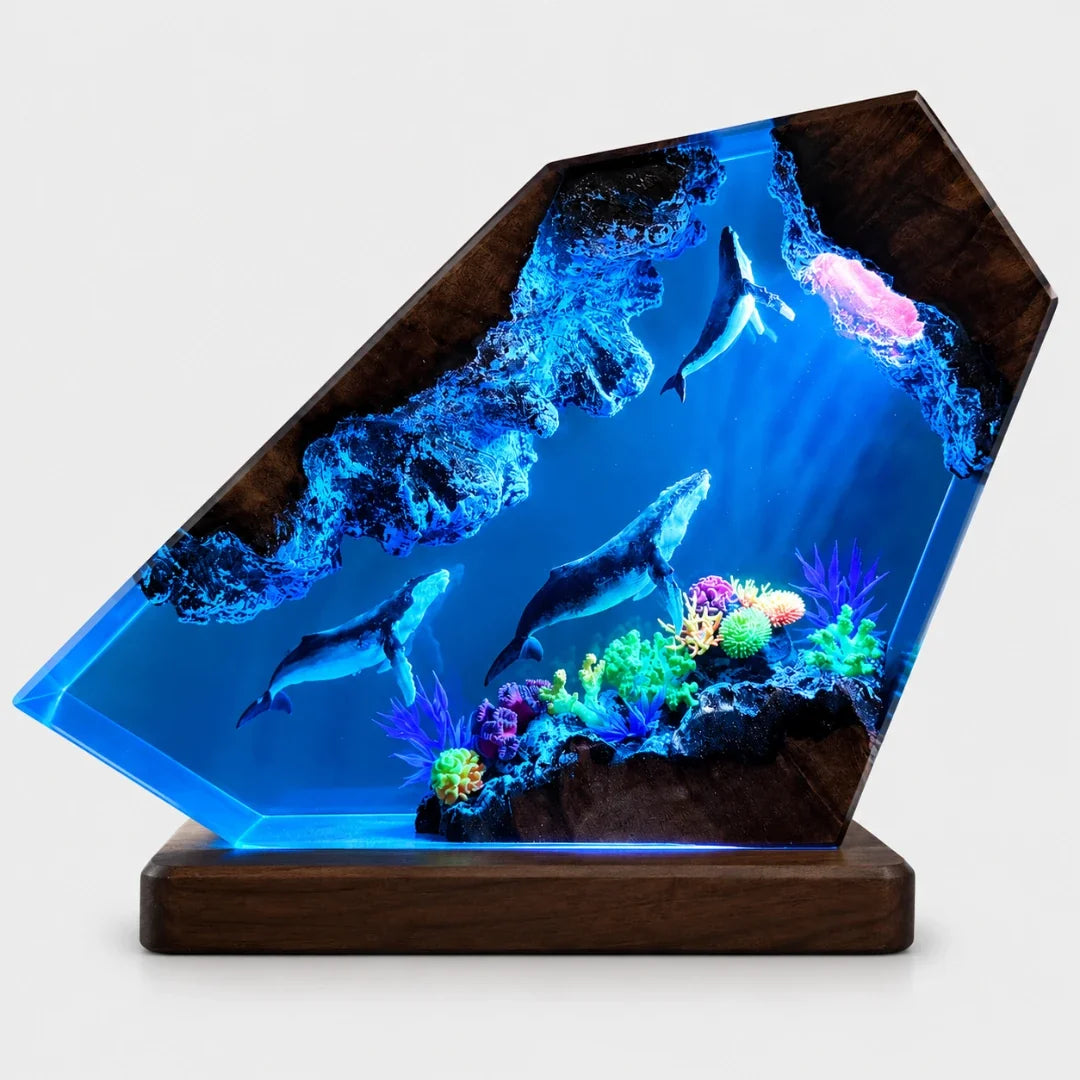 Oceaan Tafelverlichting met Koraalrif Design LED Sfeerverlichting Hars Decoratielamp USB Woonkamer Slaapkamer | Sansoti