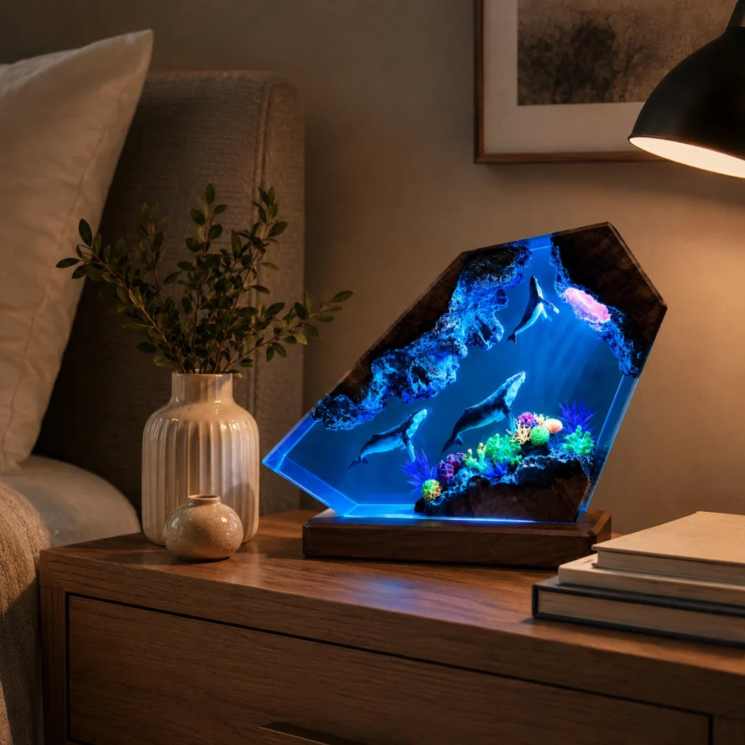 Oceaan Tafelverlichting met Koraalrif Design LED Sfeerverlichting Hars Decoratielamp USB Woonkamer Slaapkamer | Sansoti