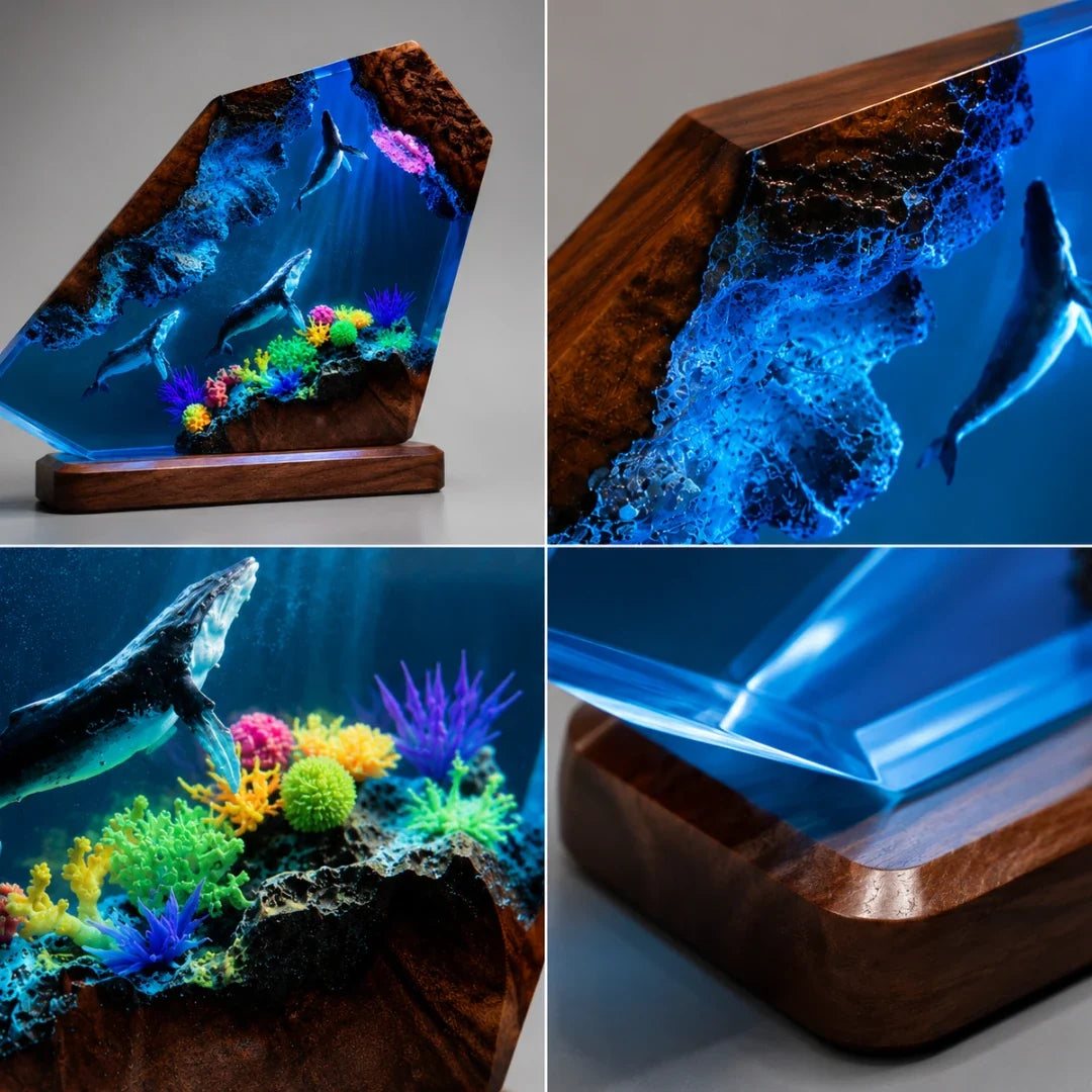 Oceaan Tafelverlichting met Koraalrif Design LED Sfeerverlichting Hars Decoratielamp USB Woonkamer Slaapkamer | Sansoti