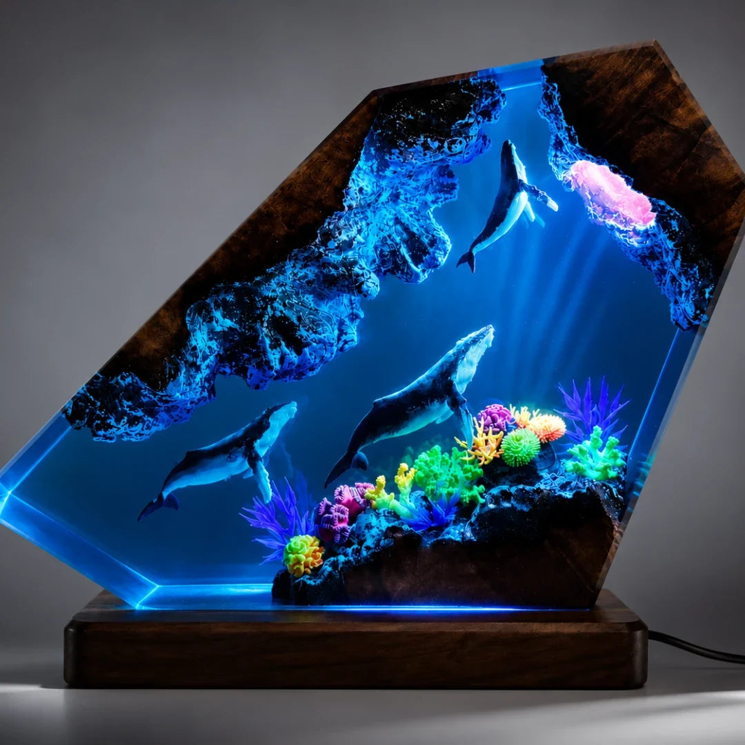 Oceaan Tafelverlichting met Koraalrif Design LED Sfeerverlichting Hars Decoratielamp USB Woonkamer Slaapkamer | Sansoti
