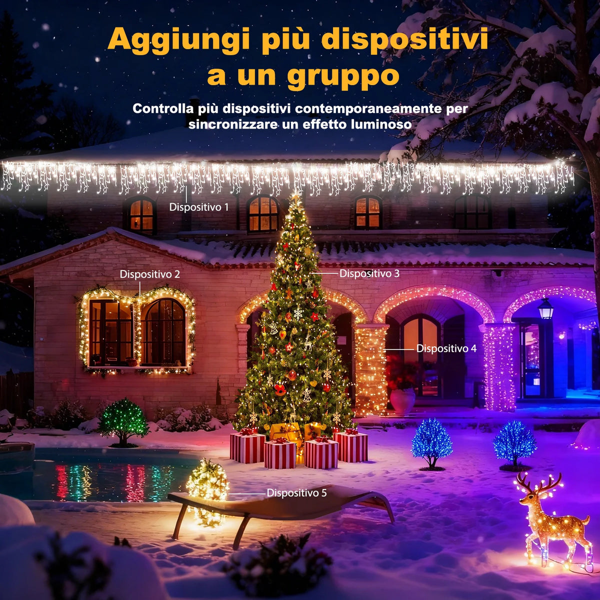 Icicle LED string lights with adjustable lengths, 200-1800 lights, app control, dimmable party lighting | Sansoti
