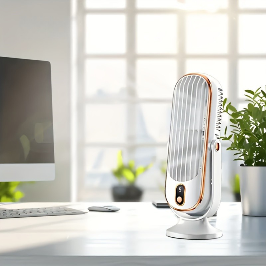 Draagbare Ventilator met 720° Rotatie Oplaadbaar - Stille USB Tafelventilator voor Bureau Thuis Kantoor | Sansoti