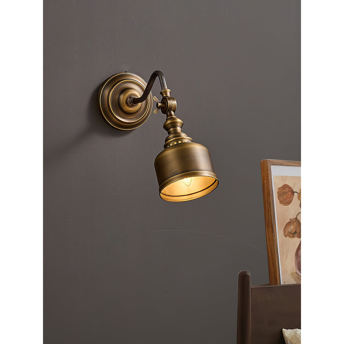 Wandlamp Verstelbaar Leesarmatuur Messing Antiek Brons Zwanenhals Stijl Slaapkamer Woonkamer Interieur Verlichting | Sansoti