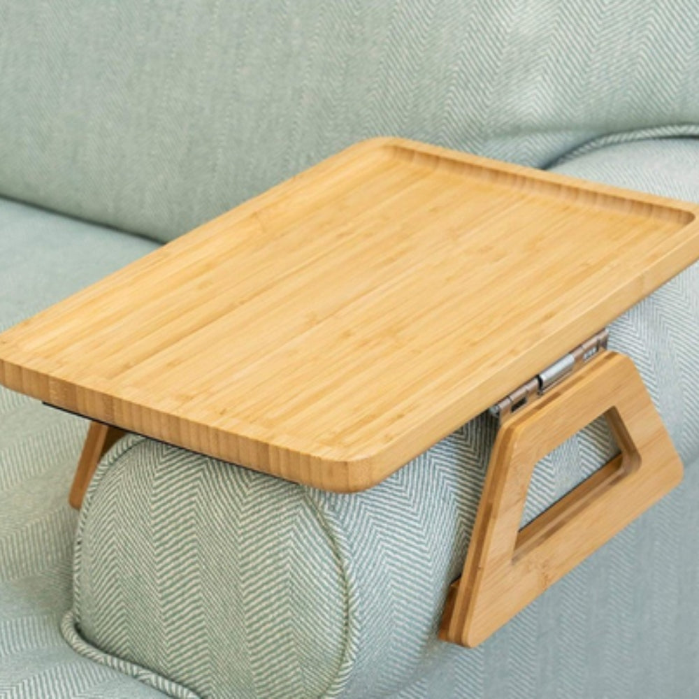 Bamboe Armsteun Tafelblad Clip-on Verstelbaar Laptophouder Snack Drankplateau Scandinavisch Bijzettafel Alternatief | Sansoti