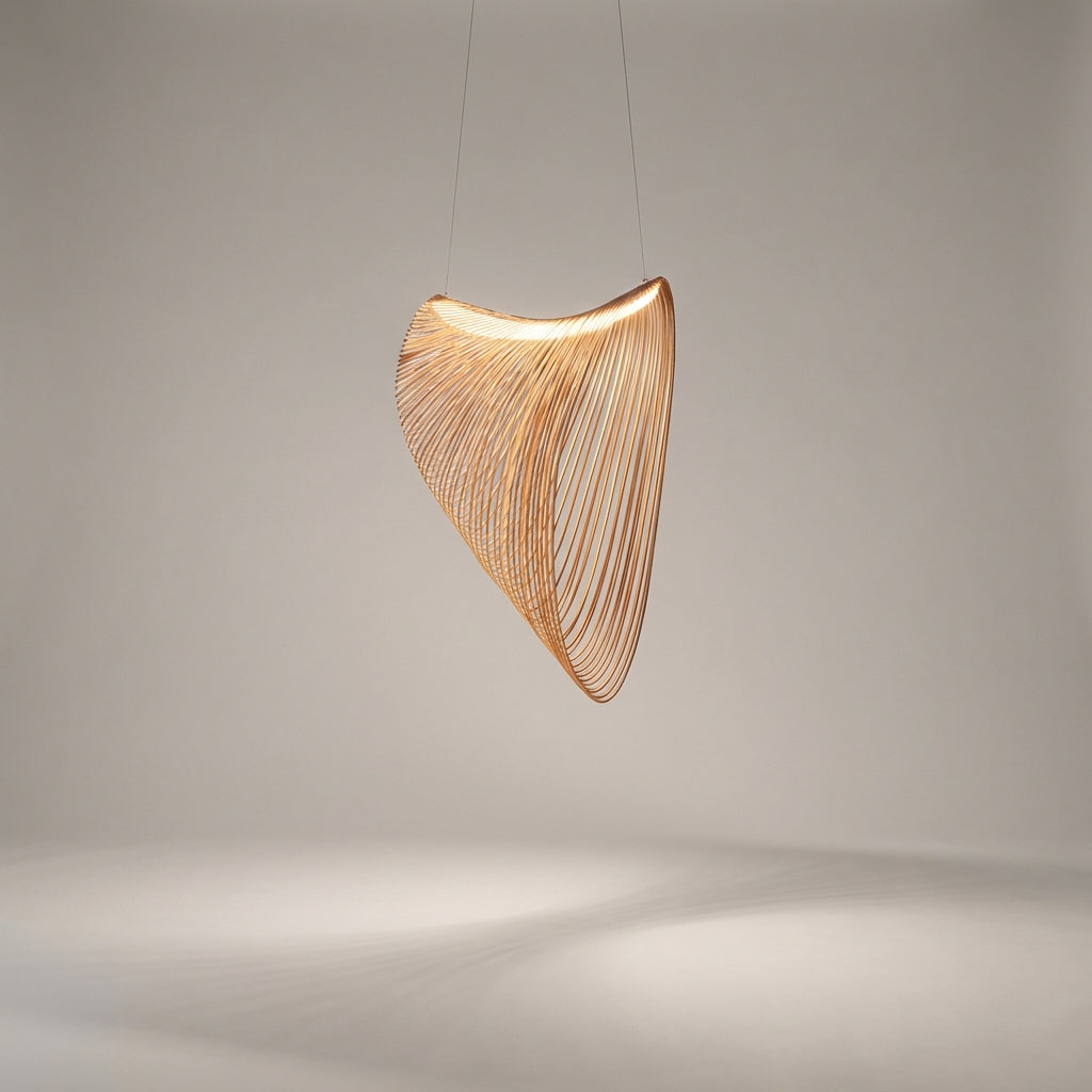 Hanglamp Hout Glas LED Scandinavisch 80 cm Woonkamer Eetkamer Sfeerverlichting Sculpturaal Naturel Pendellamp Plafondlamp Design | Sansoti