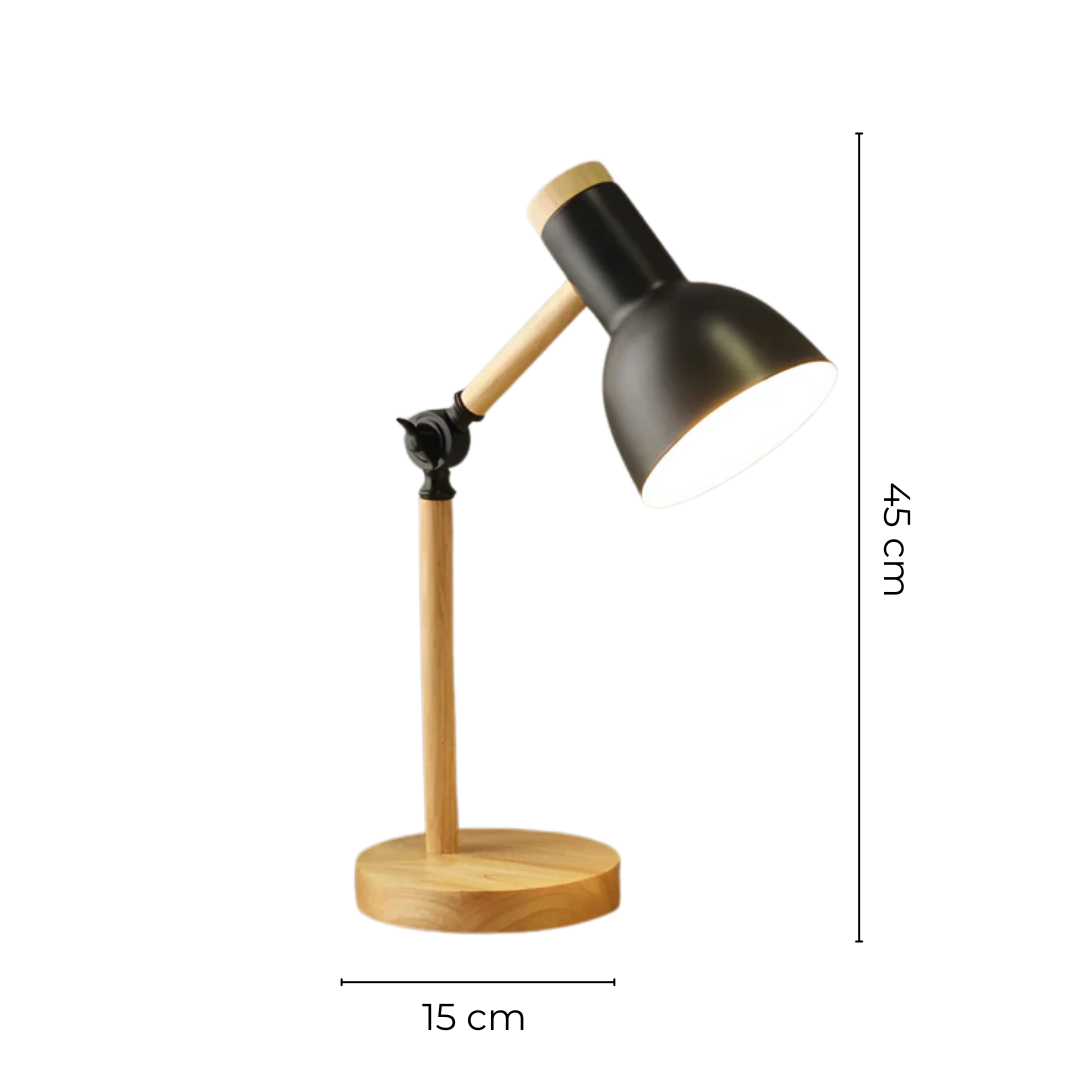 Adjustable Table Lamp Wood and Metal LED Lighting Reading Lamp Desk Lamp for Bedroom Study | Sansoti