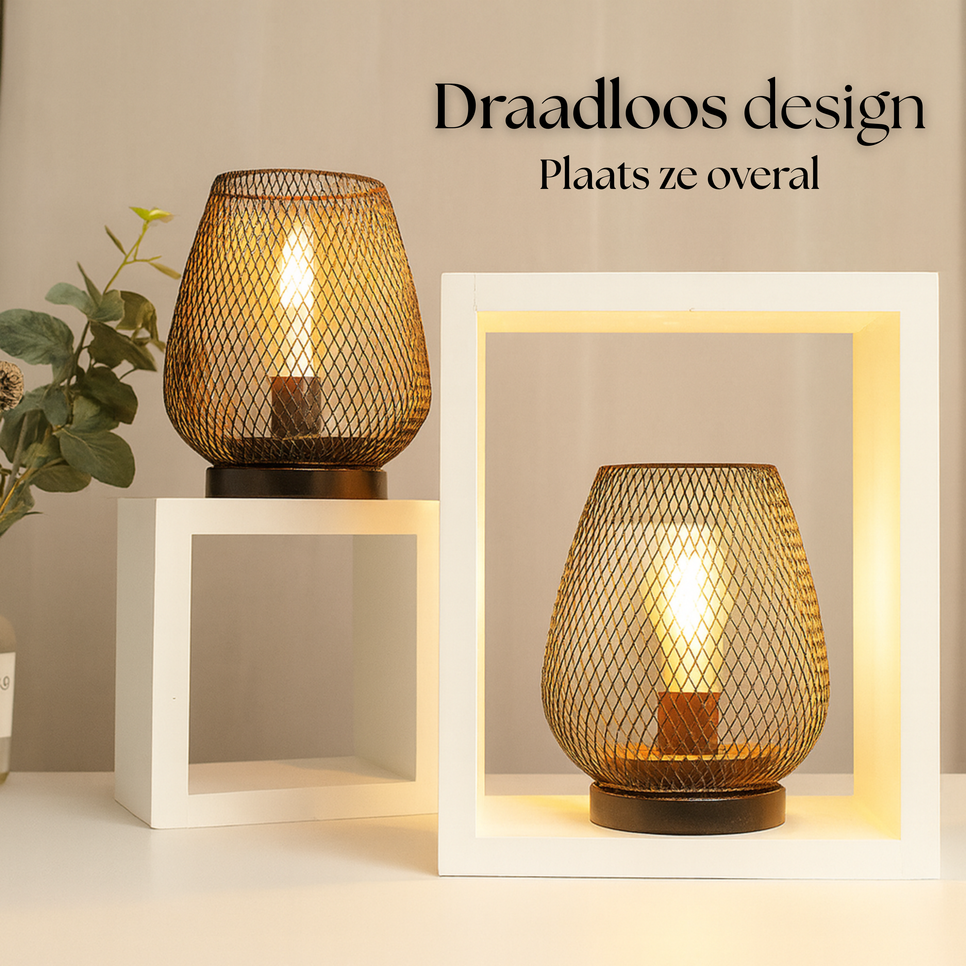 Draadloze Metalen Tafellamp met Warm LED-licht en Sierlijk Patroon – Sfeerlicht voor binnen & buiten | Sansoti