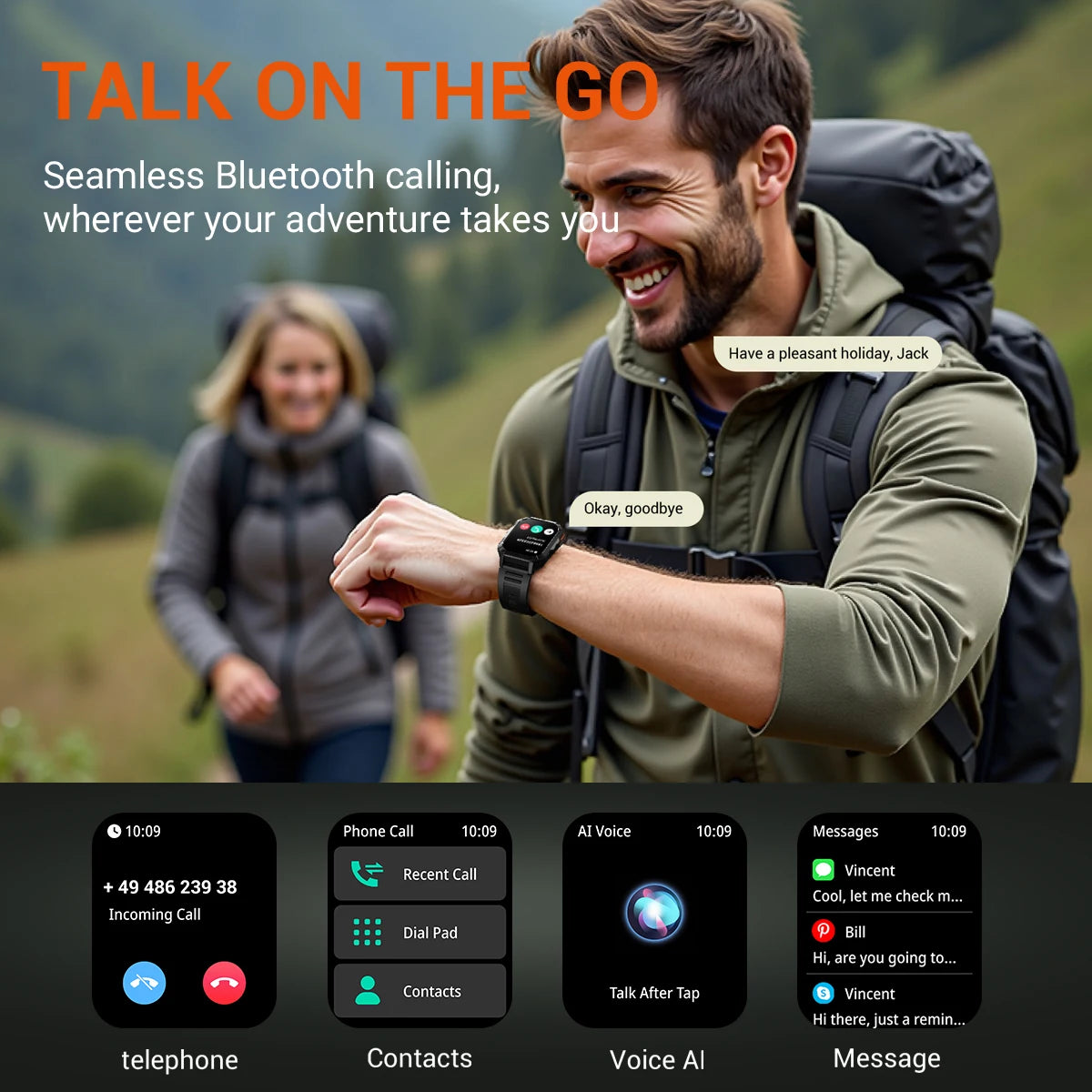 Sporthorloge GPS Outdoor met AI-Assistent LED-Zaklamp 120+ Trainingsmodi Waterdicht IP68 Multifunctioneel | Sansoti