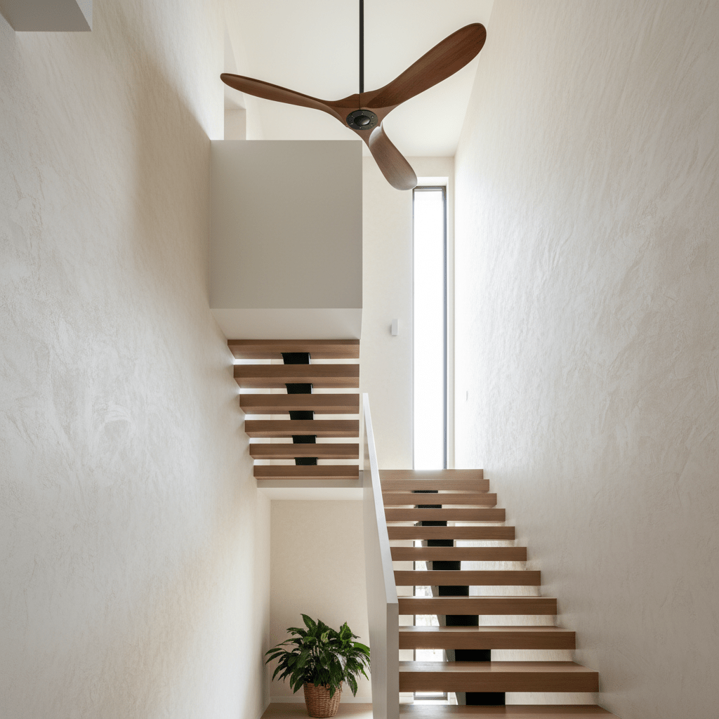 Plafondventilator met Houten Bladen en Stille DC Motor 106-132cm 6 Snelheden Afstandsbediening Klimaatbeheersing voor Woonkamer Slaapkamer Ventilatie | Sansoti