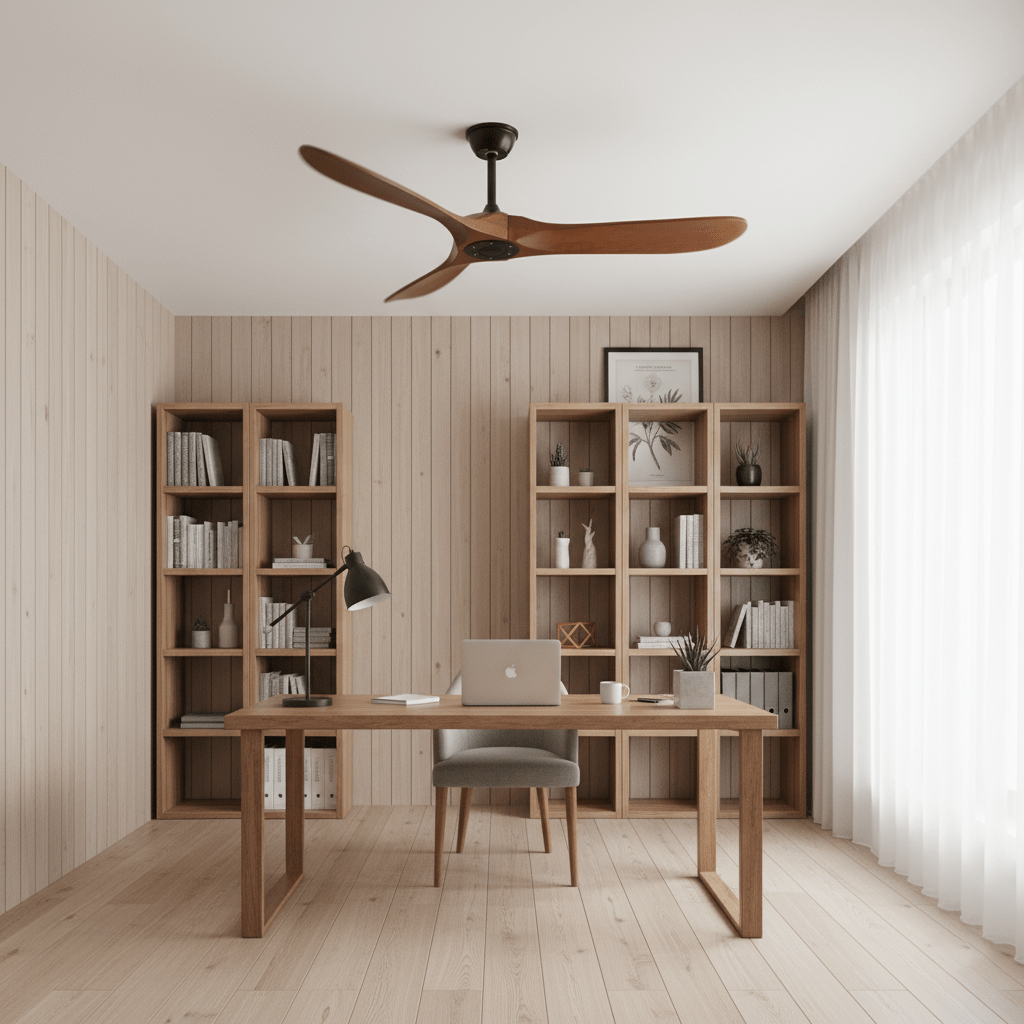 Plafondventilator met Houten Bladen en Stille DC Motor 106-132cm 6 Snelheden Afstandsbediening Klimaatbeheersing voor Woonkamer Slaapkamer Ventilatie | Sansoti