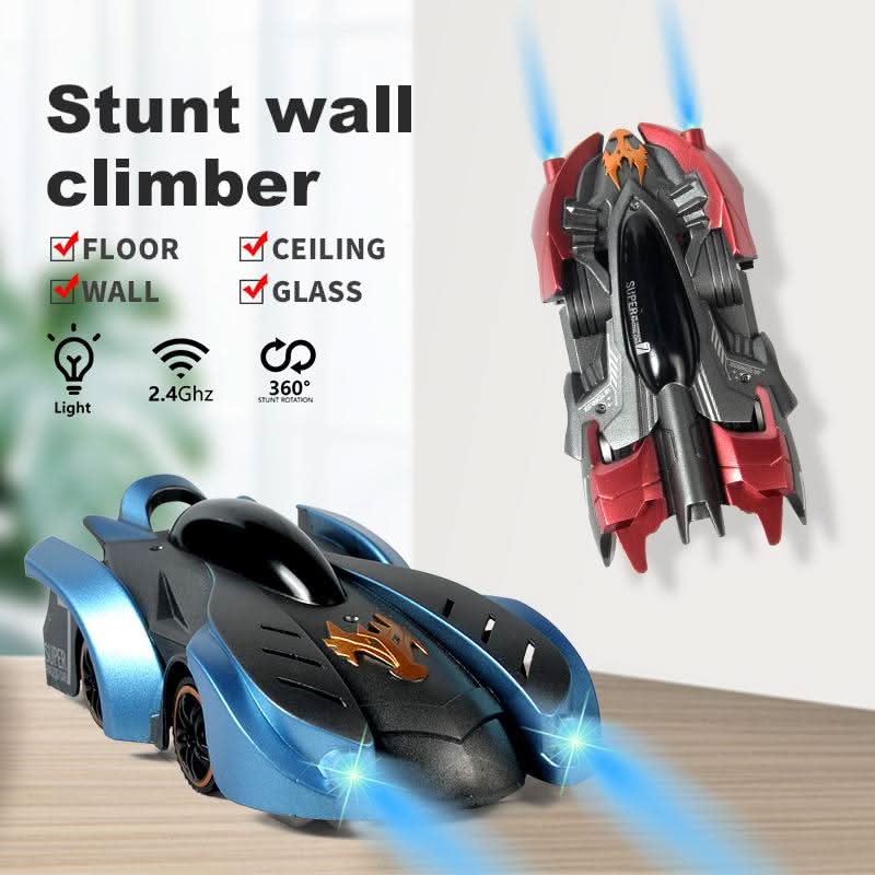 Bestuurbare RC Stuntwagen met Wandklim en LED-verlichting voor Binnen | Sansoti