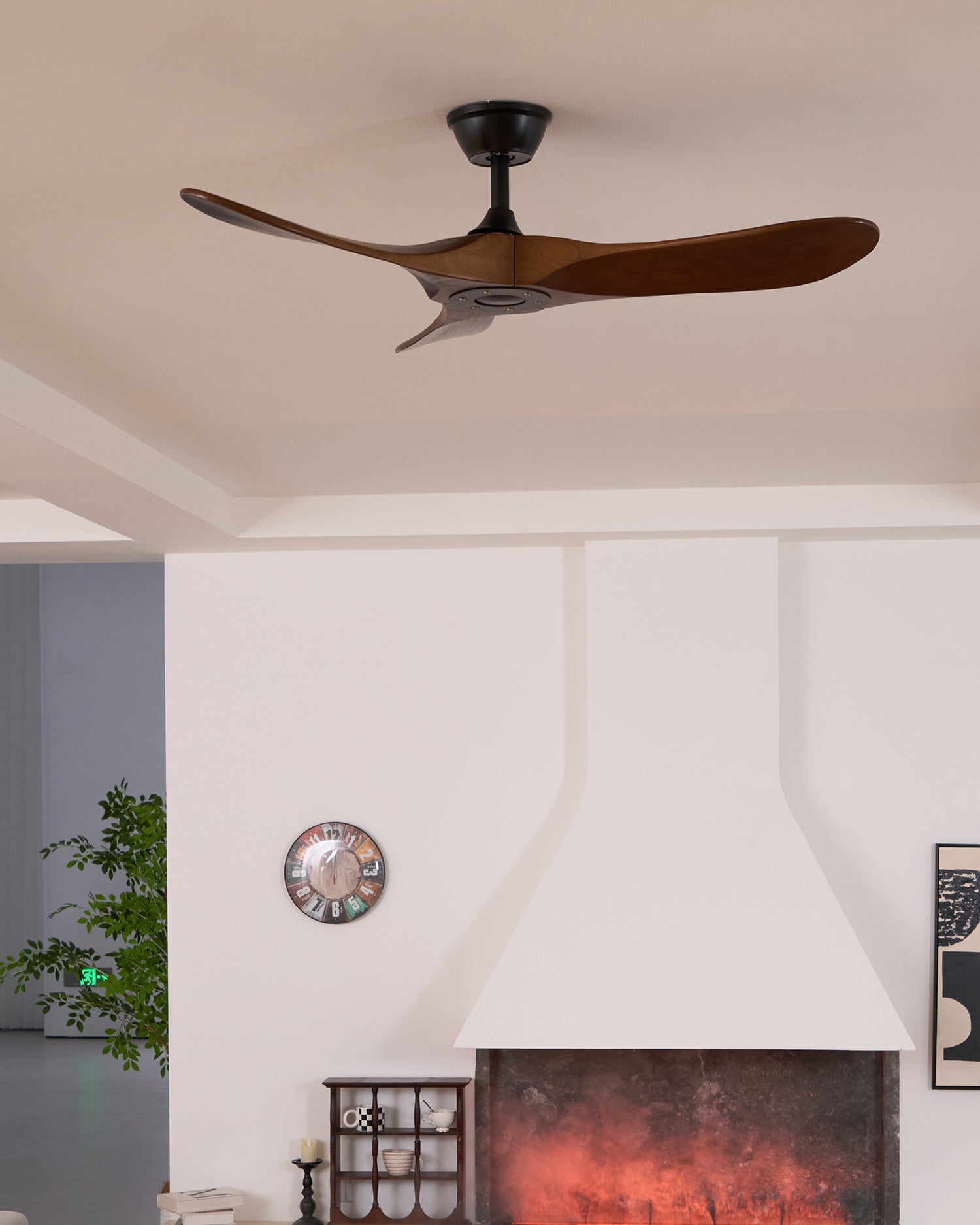 Plafondventilator met Houten Bladen en Stille DC Motor 106-132cm 6 Snelheden Afstandsbediening Klimaatbeheersing voor Woonkamer Slaapkamer Ventilatie | Sansoti