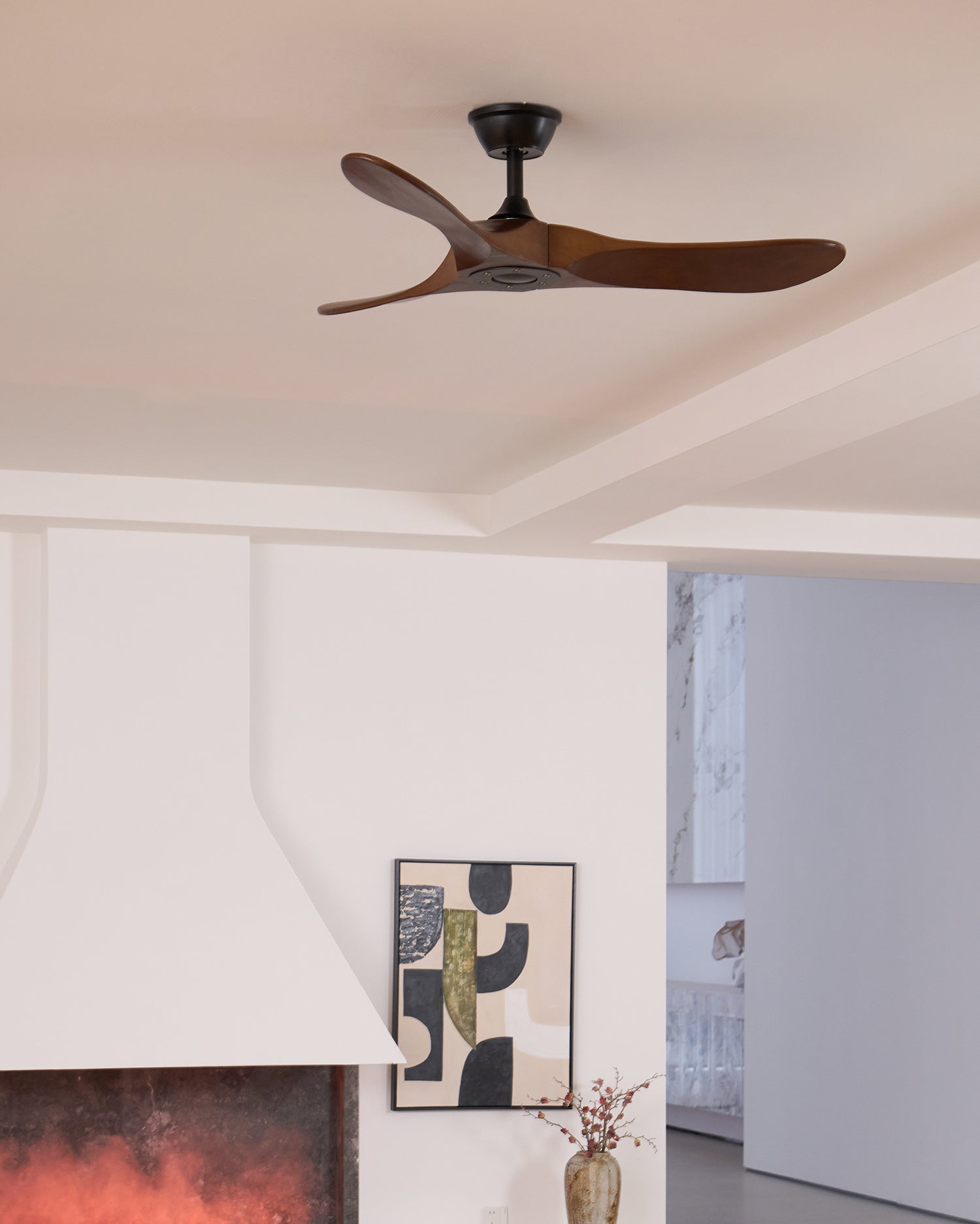 Plafondventilator met Houten Bladen en Stille DC Motor 106-132cm 6 Snelheden Afstandsbediening Klimaatbeheersing voor Woonkamer Slaapkamer Ventilatie | Sansoti