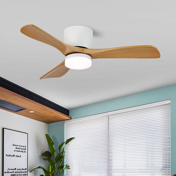 Plafondventilator met Verlichting Hout Minimalistische Stijl met Drie Snelheden Afstandsbediening voor Moderne Slaapkamer Woonkamer | Sansoti