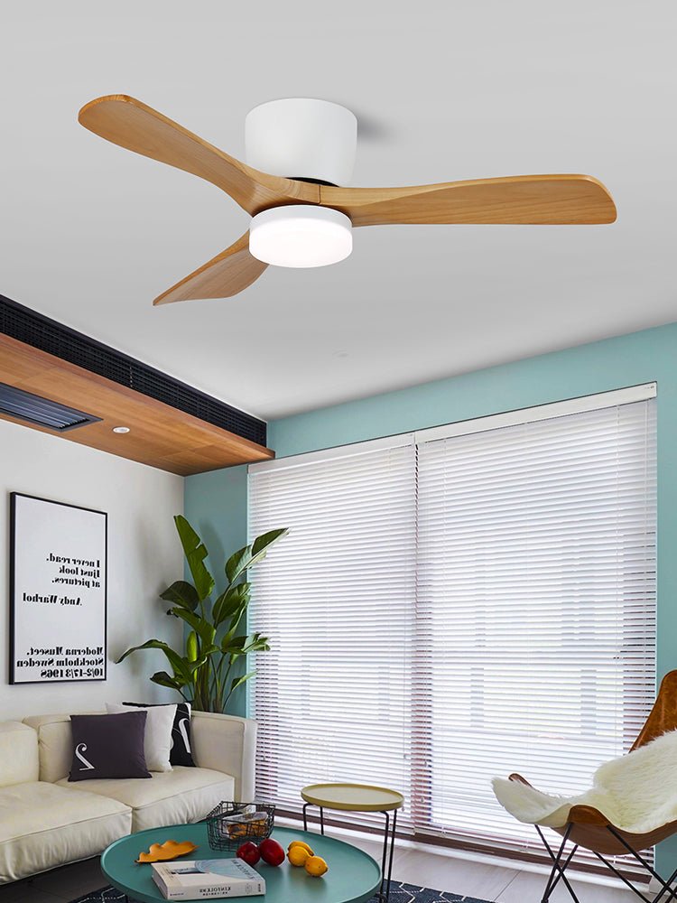 Plafondventilator met Verlichting Knox Strak Minimalistisch Scandinavisch Design Houten Bladen DC-Motor Dimbaar | Sansoti