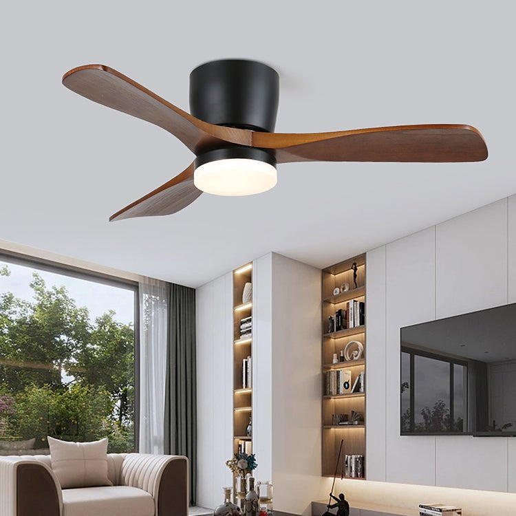 Plafondventilator met Verlichting Hout Minimalistische Stijl met Drie Snelheden Afstandsbediening voor Moderne Slaapkamer Woonkamer | Sansoti