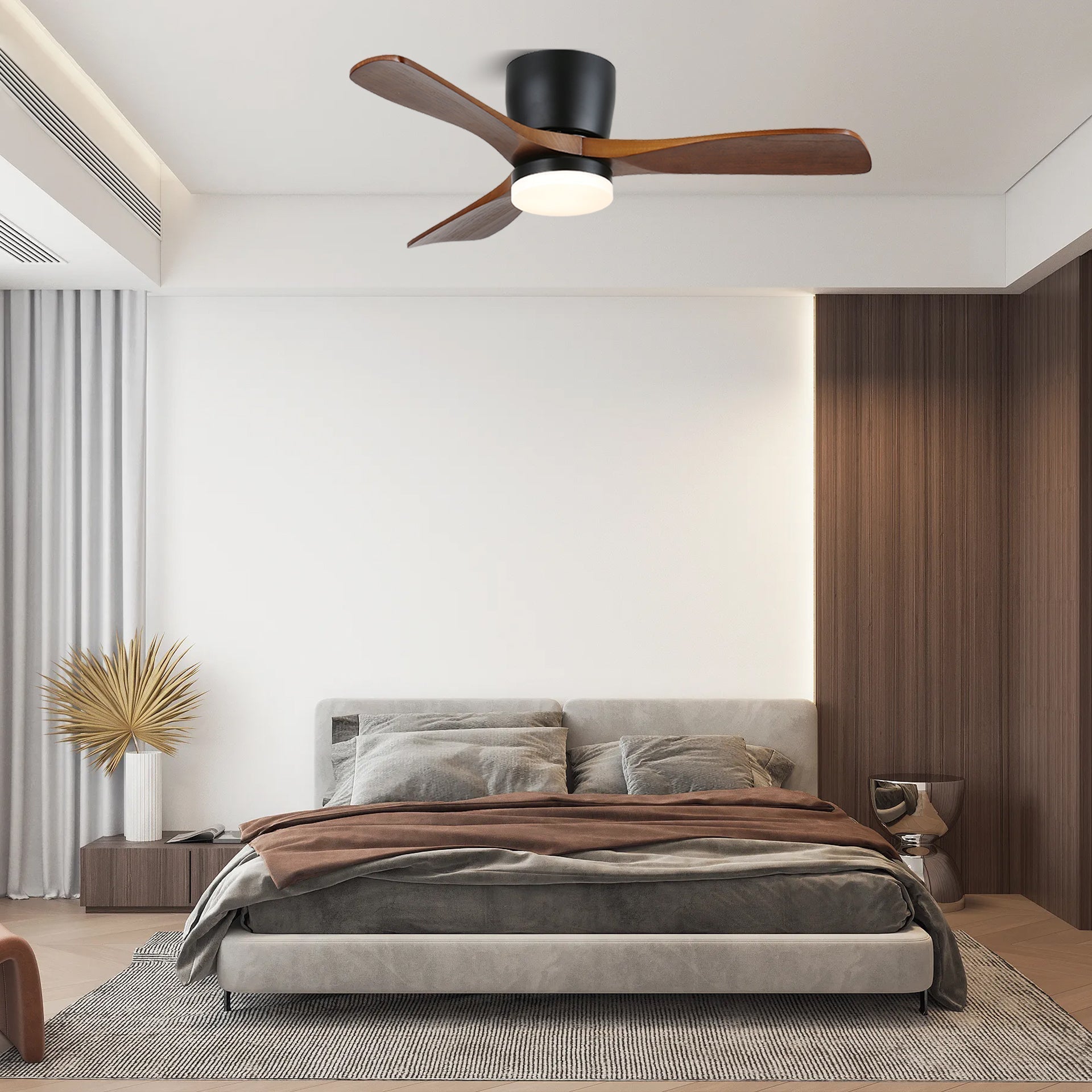 Plafondventilator met Verlichting Knox Strak Minimalistisch Scandinavisch Design Houten Bladen DC-Motor Dimbaar | Sansoti
