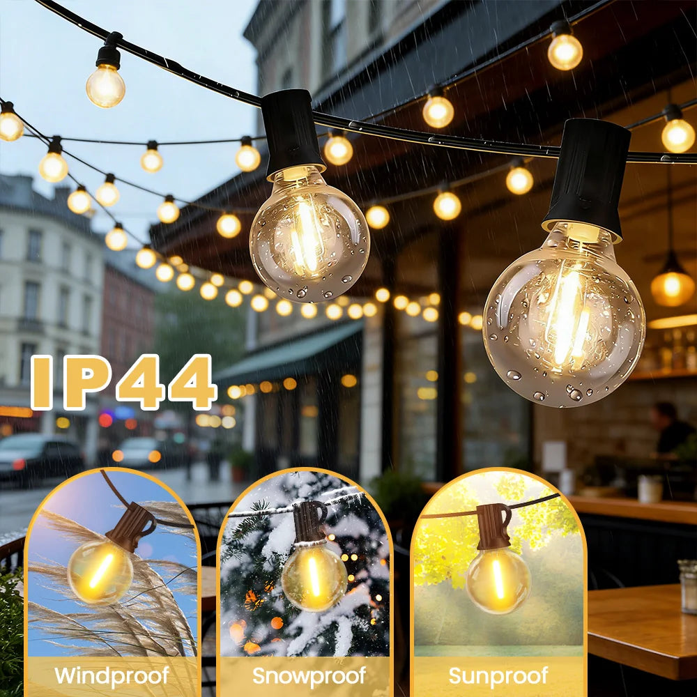 Dimmable LED Globe String Lights G40 for Patio and Garden Waterproof IP44 with Remote Control Ambient Lighting | Sansoti