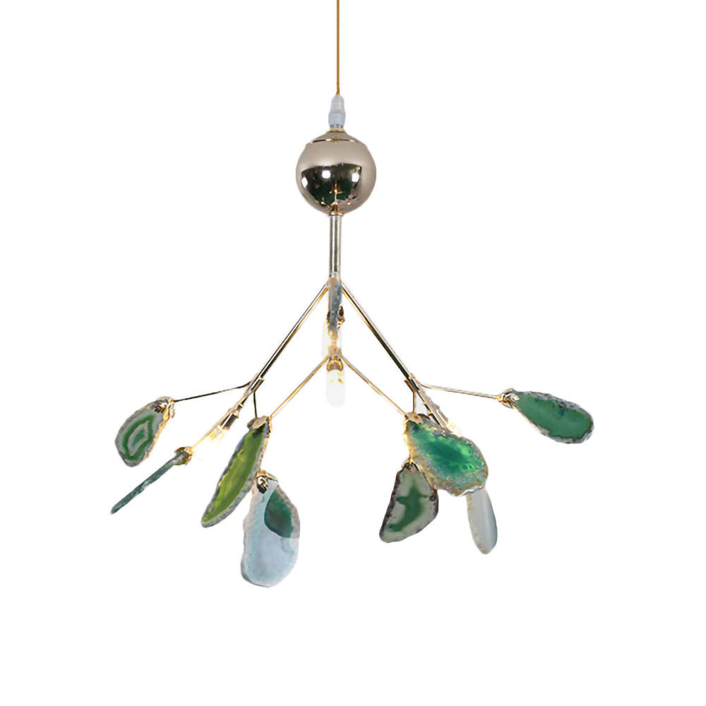 Agaat Kristal Kroonluchter met Natuursteen – Exclusieve Hanglamp voor Eetkamer, Woonkamer en Kantoor | Sansoti