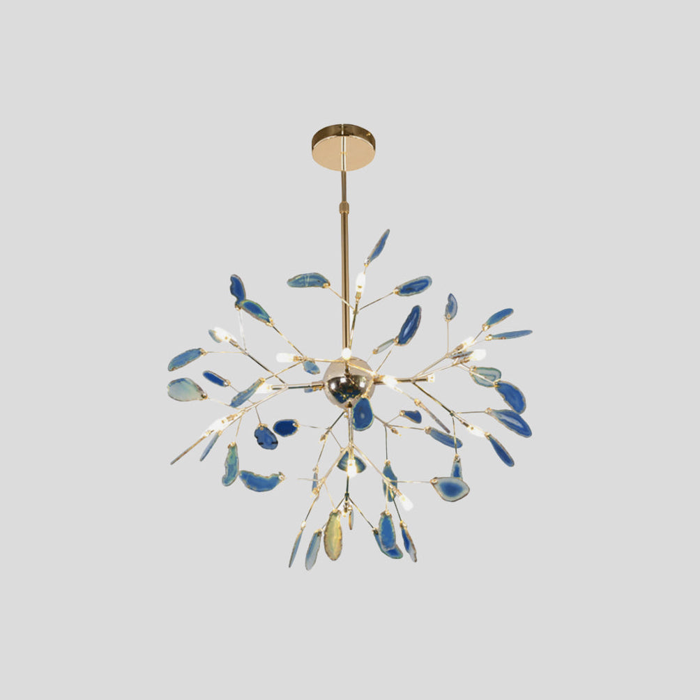 Agaat Kristal Kroonluchter met Natuursteen – Exclusieve Hanglamp voor Eetkamer, Woonkamer en Kantoor | Sansoti