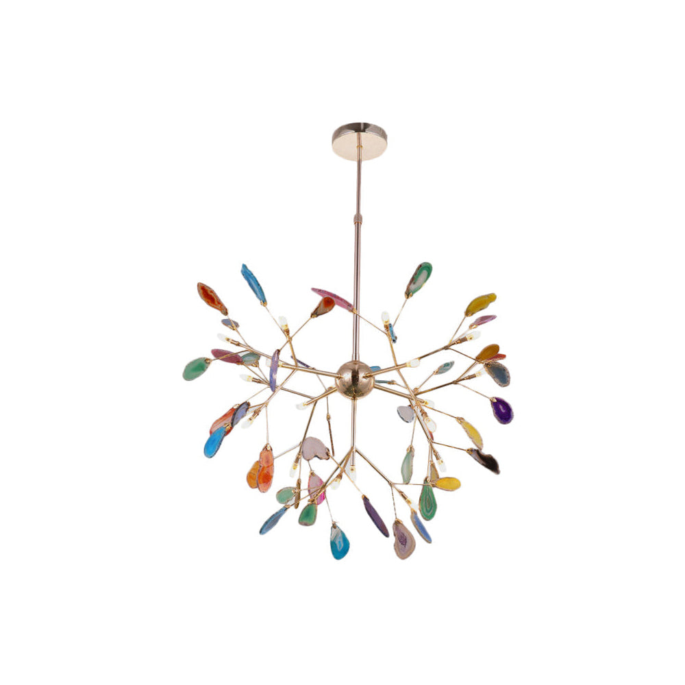 Agaat Kristal Kroonluchter met Natuursteen – Exclusieve Hanglamp voor Eetkamer, Woonkamer en Kantoor | Sansoti