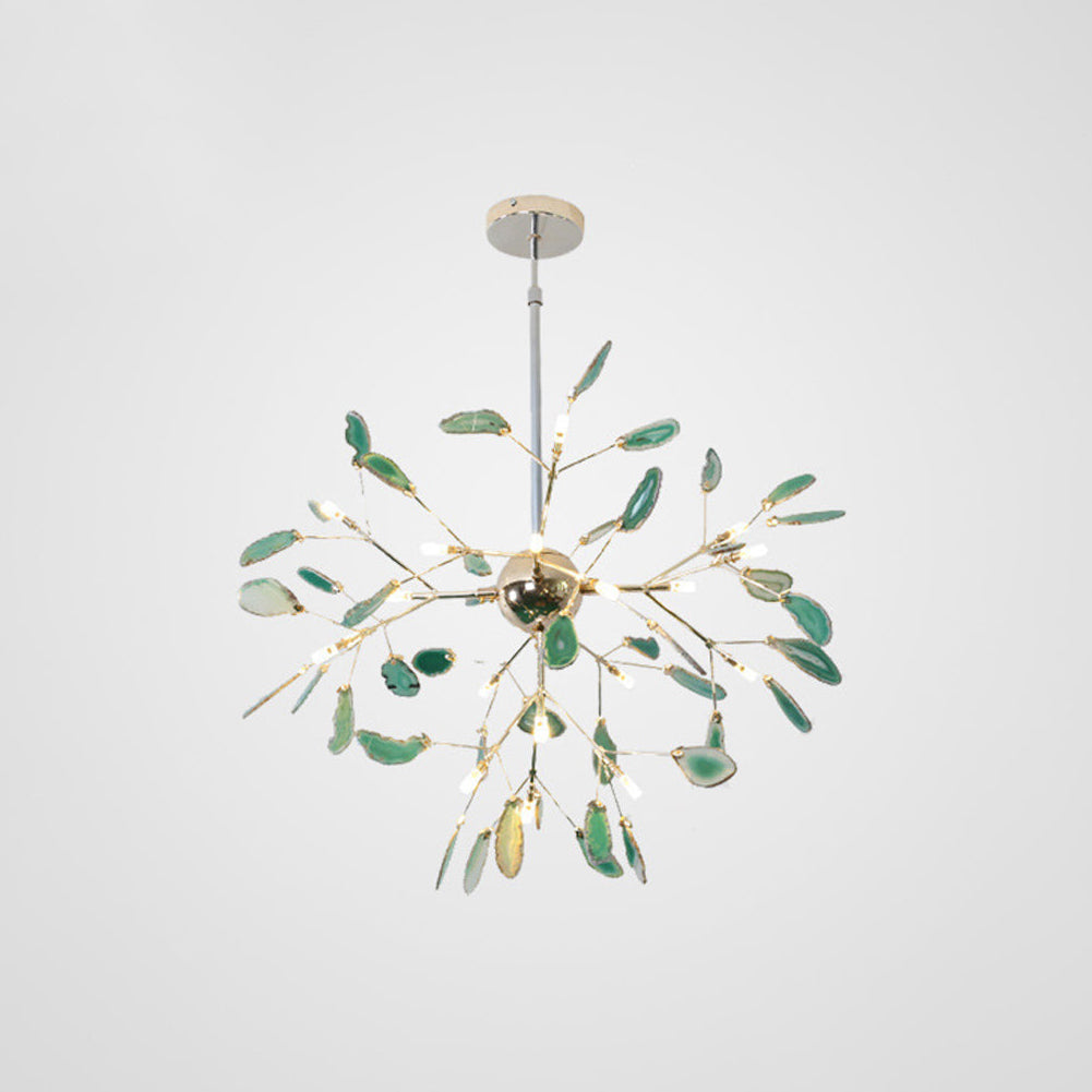 Agaat Kristal Kroonluchter met Natuursteen – Exclusieve Hanglamp voor Eetkamer, Woonkamer en Kantoor | Sansoti