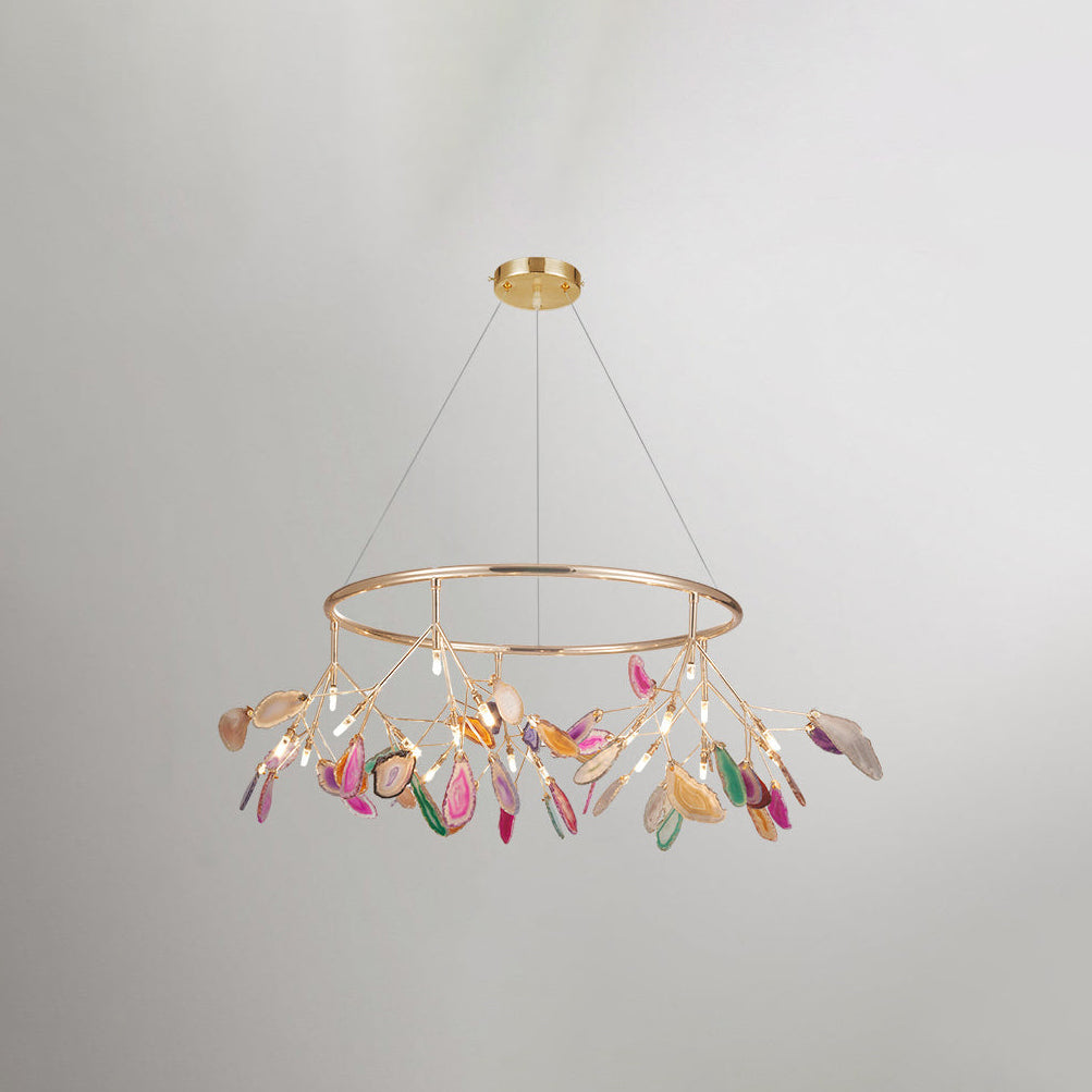 Agaat Kristal Kroonluchter met Natuursteen – Exclusieve Hanglamp voor Eetkamer, Woonkamer en Kantoor | Sansoti