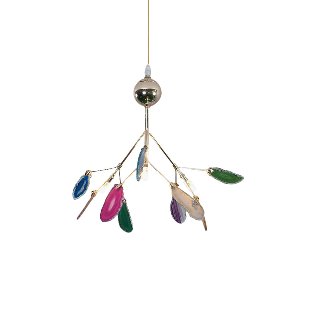 Agaat Kristal Kroonluchter met Natuursteen – Exclusieve Hanglamp voor Eetkamer, Woonkamer en Kantoor | Sansoti