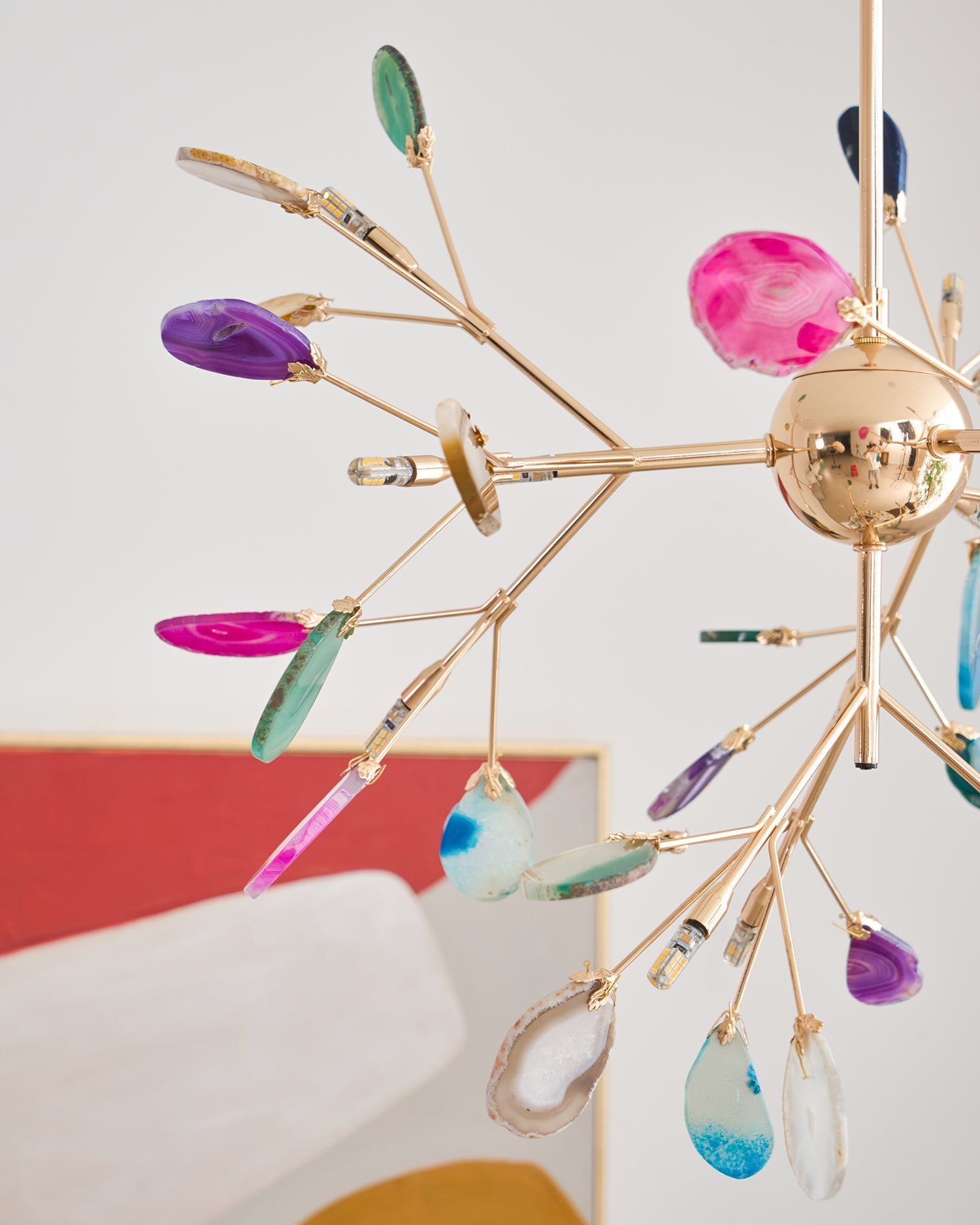 Agaat Kristal Kroonluchter met Natuursteen – Exclusieve Hanglamp voor Eetkamer, Woonkamer en Kantoor | Sansoti