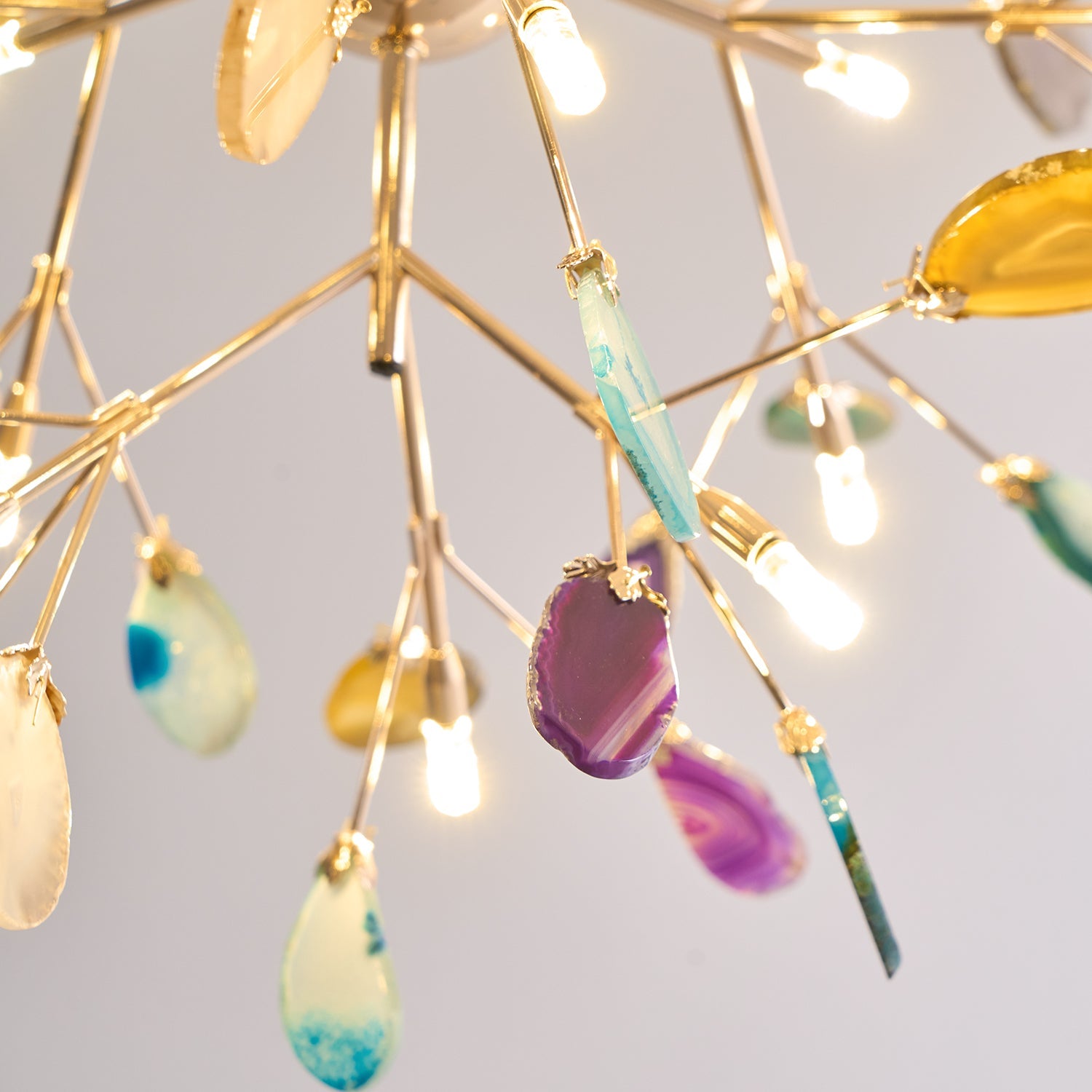 Agaat Kristal Kroonluchter met Natuursteen – Exclusieve Hanglamp voor Eetkamer, Woonkamer en Kantoor | Sansoti