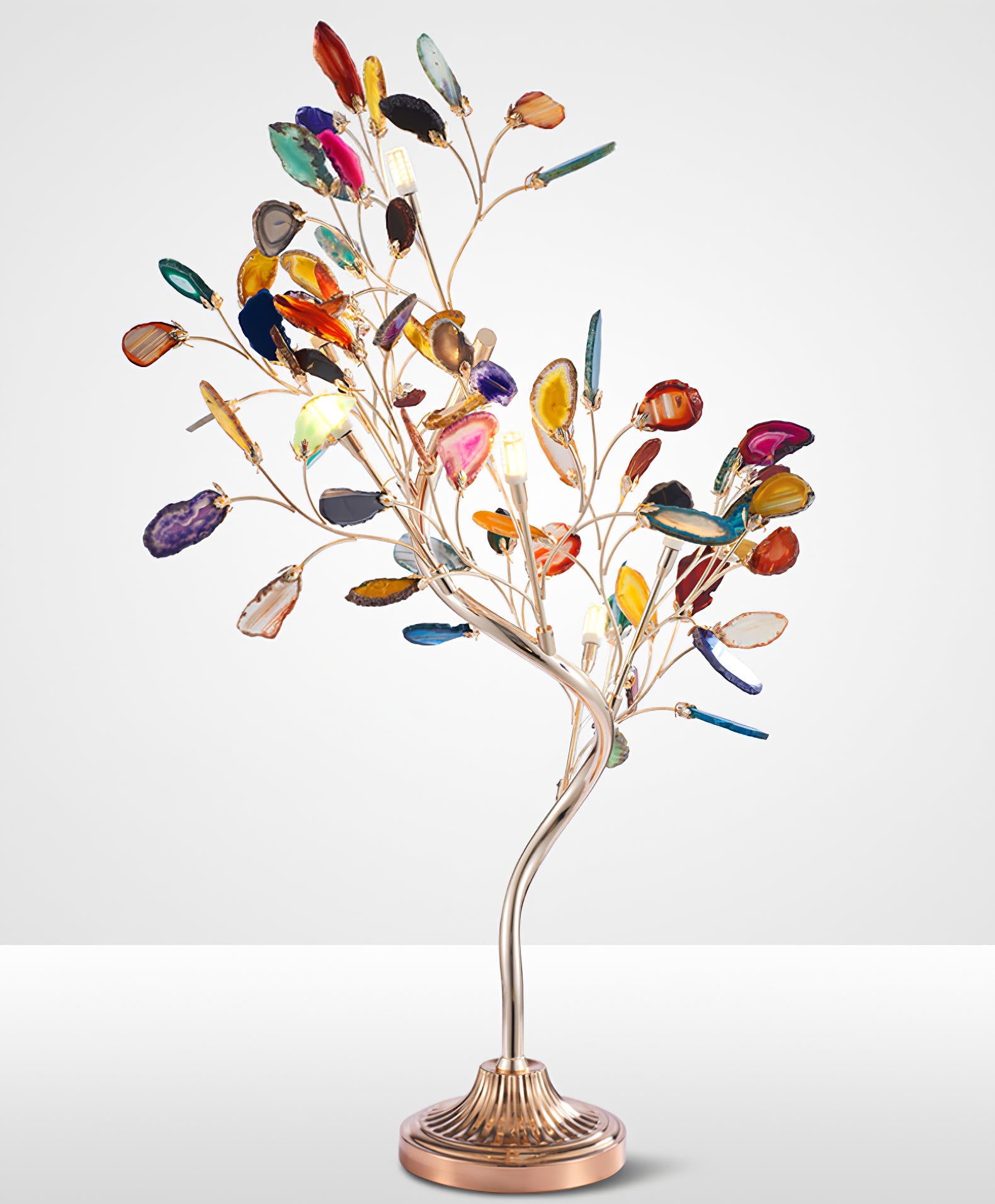 Agaat Kroonluchter – Natuursteen Hanglamp met Rozégouden Frame voor Hoge Ruimtes – Ø 65 cm & Ø 85 cm | Sansoti