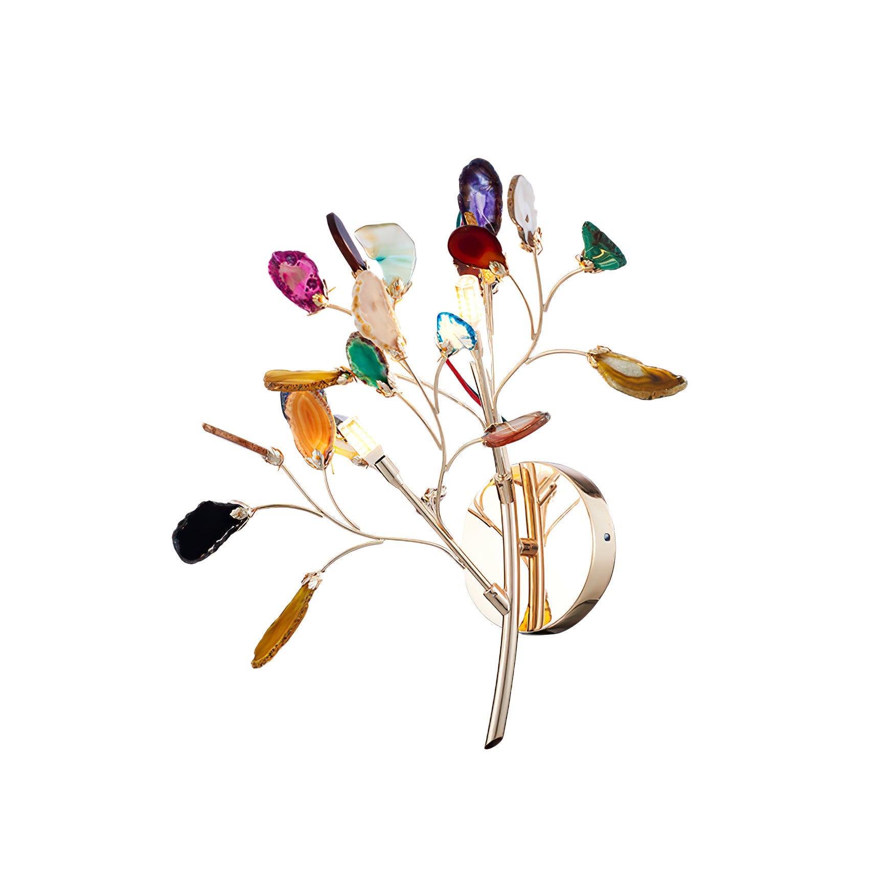 Agaat Wandlamp Natuursteen Goud Messing Wandverlichting Modern Design voor Woonkamer Slaapkamer | Sansoti